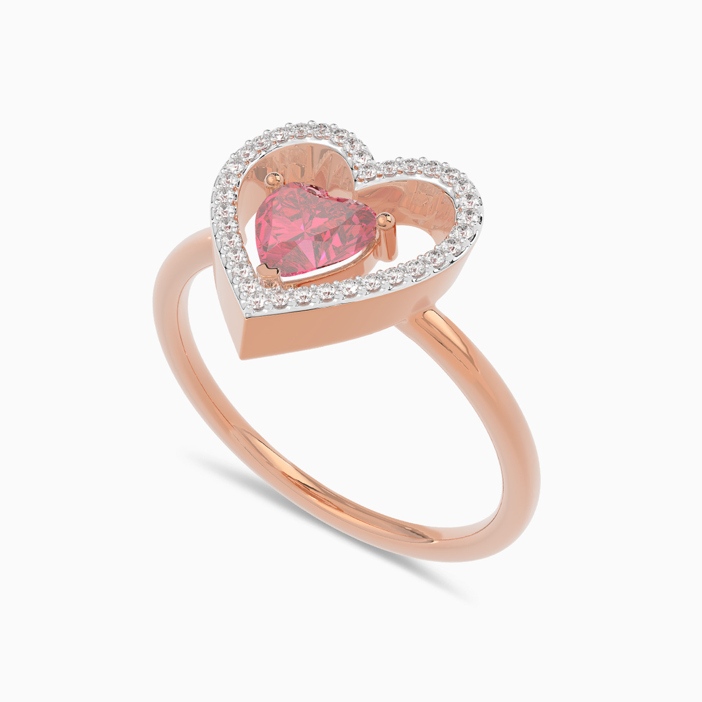 خاتم ذهب قلب عيار 18 قيراط مزين بالألماس - 3 خاتم ذهب قلب عيار 18 قيراط مزين بالألماس - 3