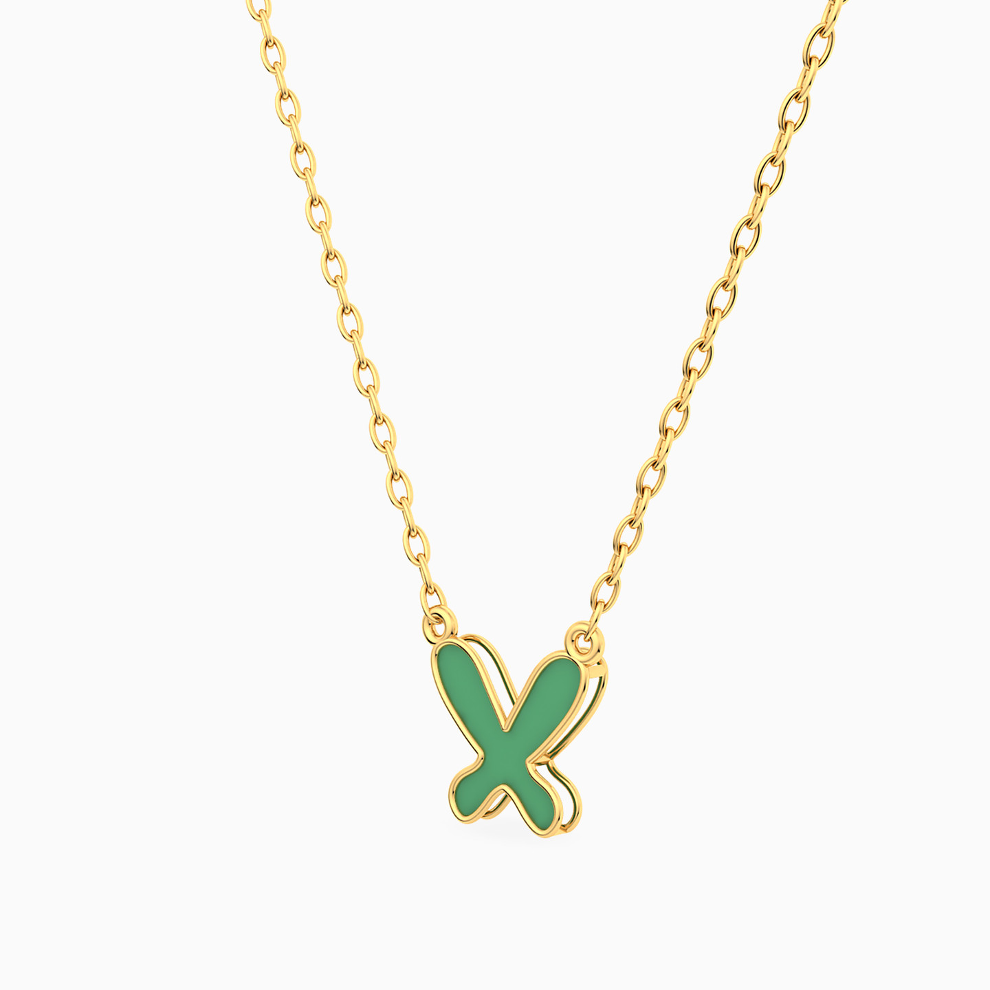 Kids Enamel Coated Butterfly Necklace in 18k Gold - 2 Kids Enamel Coated Butterfly Necklace in 18k Gold - 2
