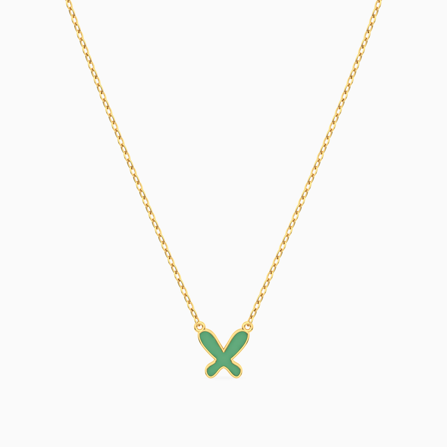 Kids Enamel Coated Butterfly Necklace in 18k Gold - 3 Kids Enamel Coated Butterfly Necklace in 18k Gold - 3