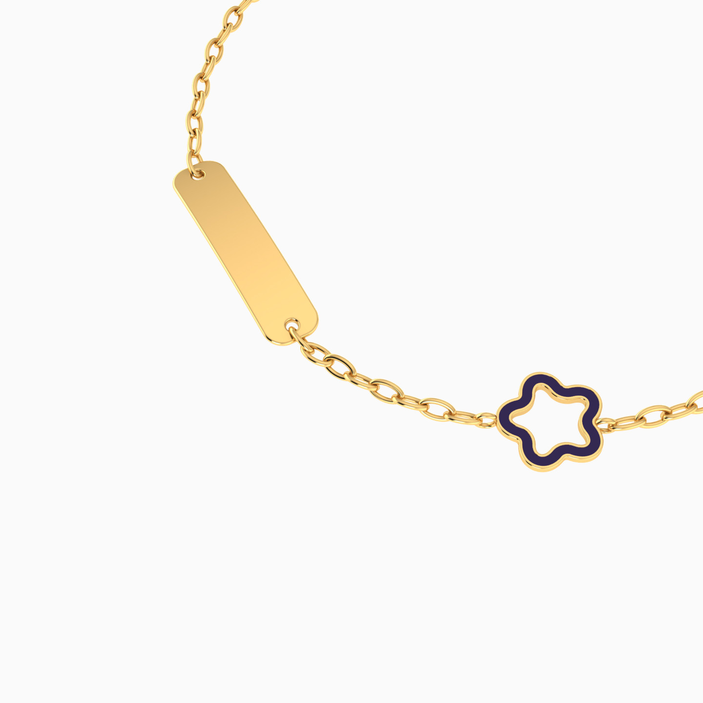 Kids Enamel Coated Flower Chain Bracelet in 18k Gold - 4 Kids Enamel Coated Flower Chain Bracelet in 18k Gold - 4