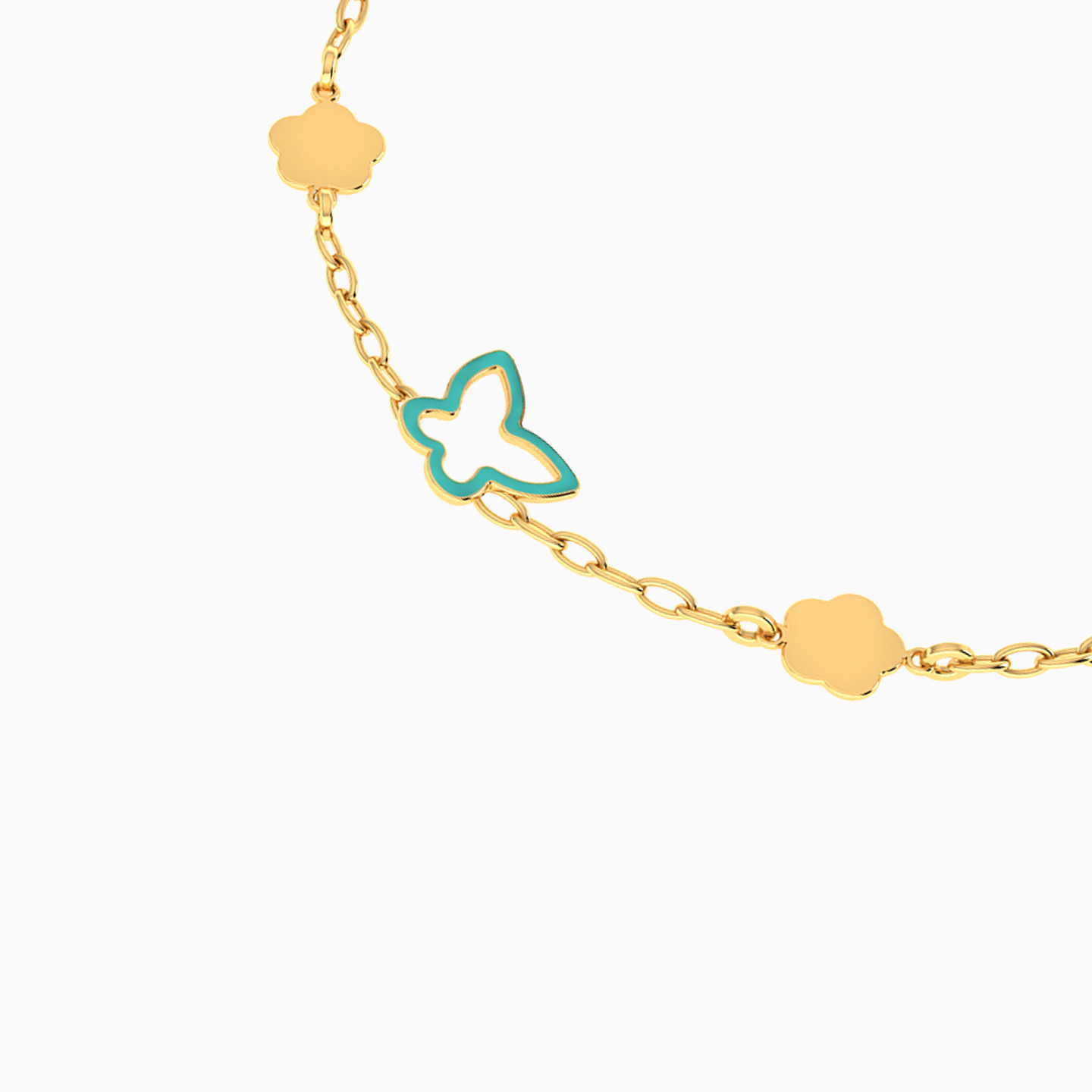 Kids Enamel Coated Butterfly Chain Bracelet in 18k Gold - 4 Kids Enamel Coated Butterfly Chain Bracelet in 18k Gold - 4