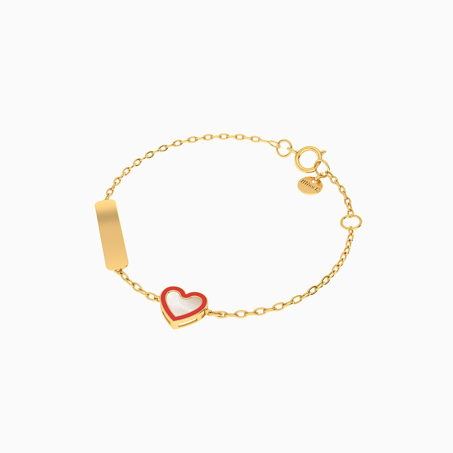 Kids Enamel Coated Heart Chain Bracelet in 18k Gold - 3 Kids Enamel Coated Heart Chain Bracelet in 18k Gold - 3