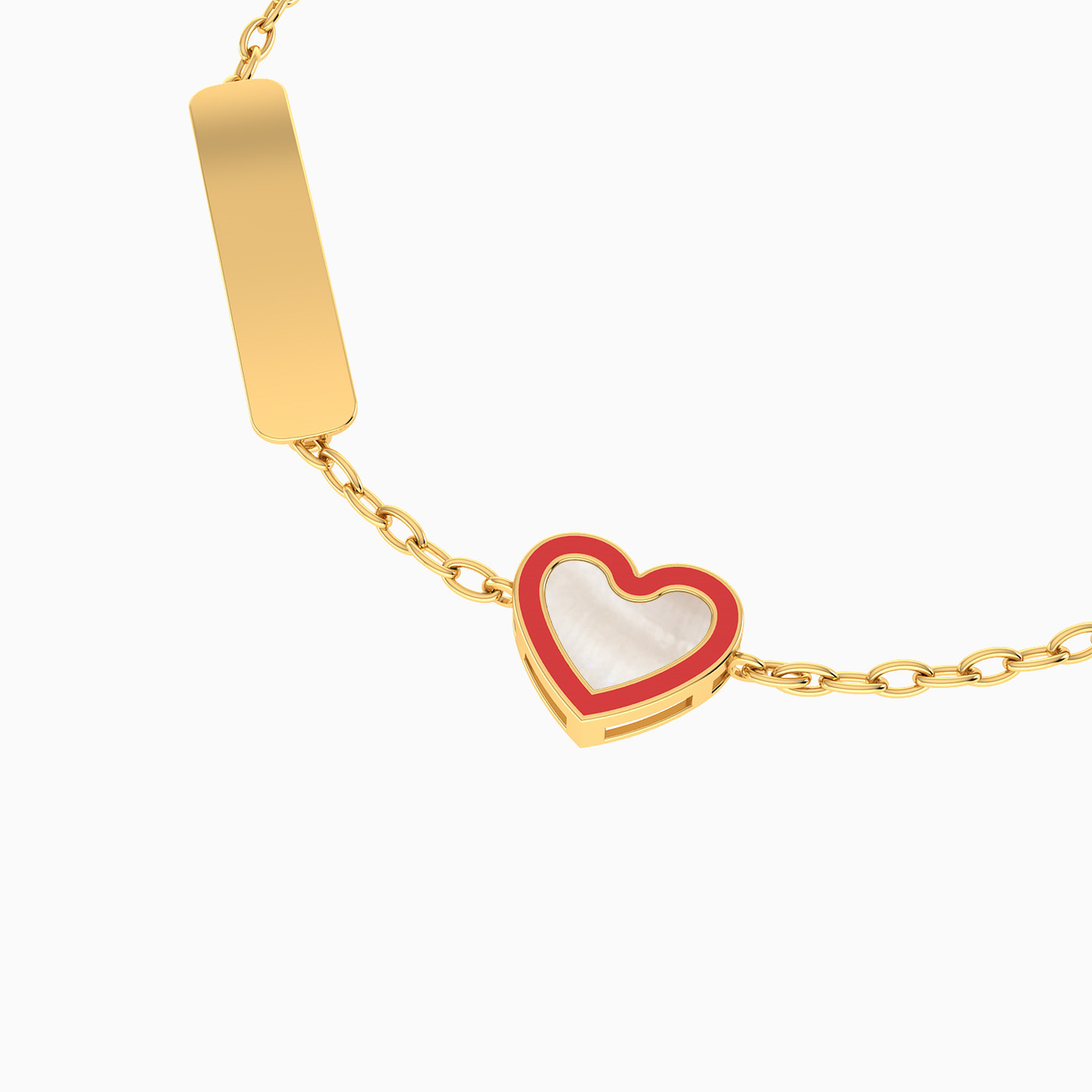 اسورة بسلسلة ذهب عيار 18 قيراط للأطفال قلب مطلية بالمينا - 4 اسورة بسلسلة ذهب عيار 18 قيراط للأطفال قلب مطلية بالمينا - 4