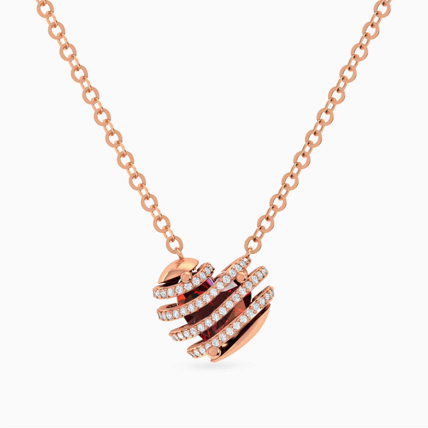 Heart Red Stone & Diamonds Necklace in 18K Gold Heart Red Stone & Diamonds Necklace in 18K Gold