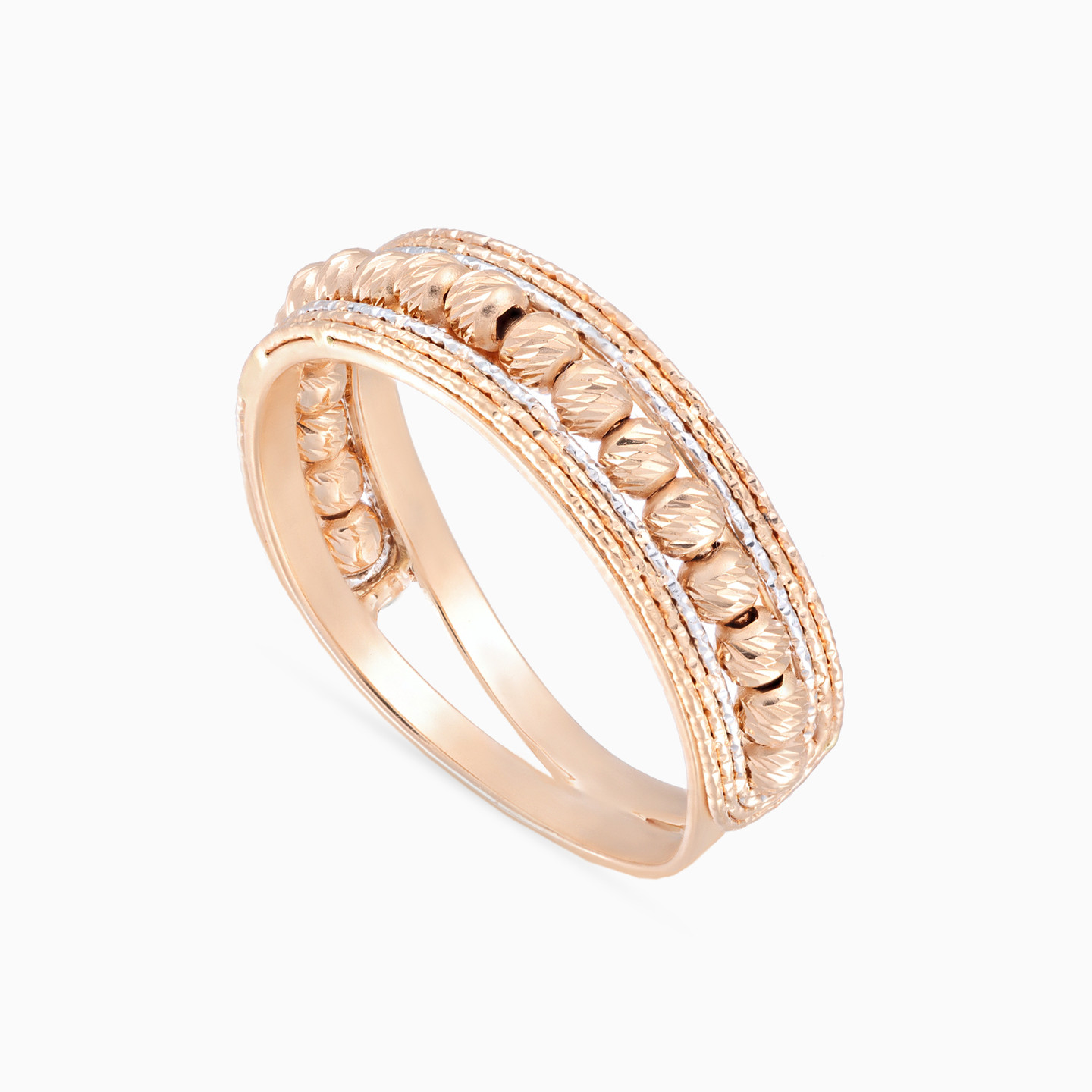Gold beads Cubic Zirconia Ring in 21K Gold - 3 Gold beads Cubic Zirconia Ring in 21K Gold - 3