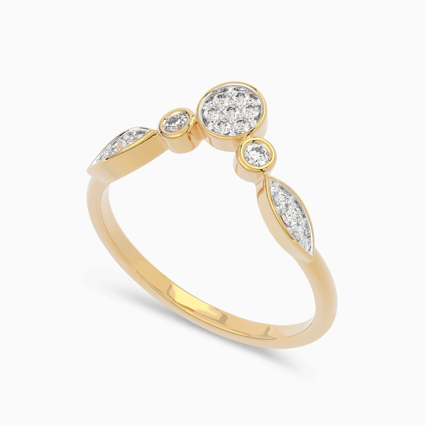 خاتم ذهب شكل دائرة عيار 18 قيراط مزين بالألماس - 3 خاتم ذهب شكل دائرة عيار 18 قيراط مزين بالألماس - 3