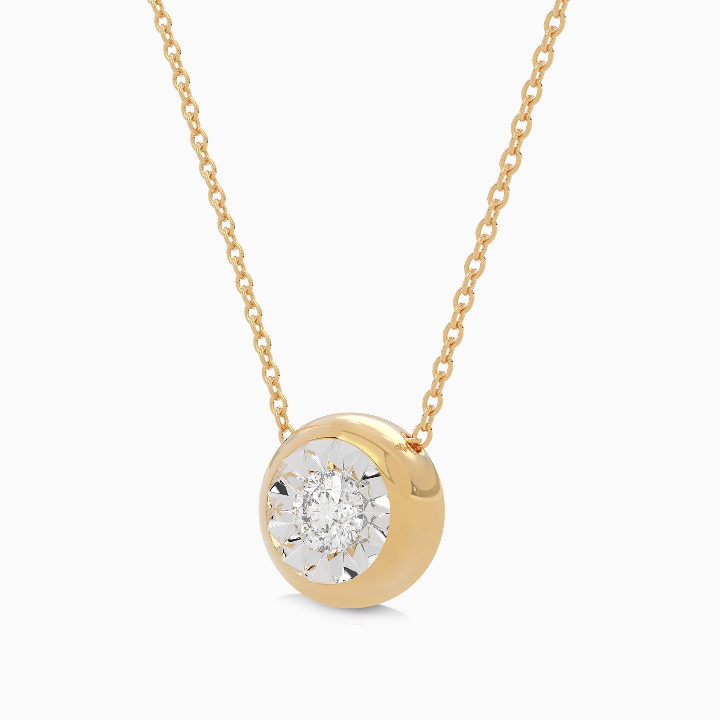 Round Diamond Necklace in 18K Gold - 3 Round Diamond Necklace in 18K Gold - 3