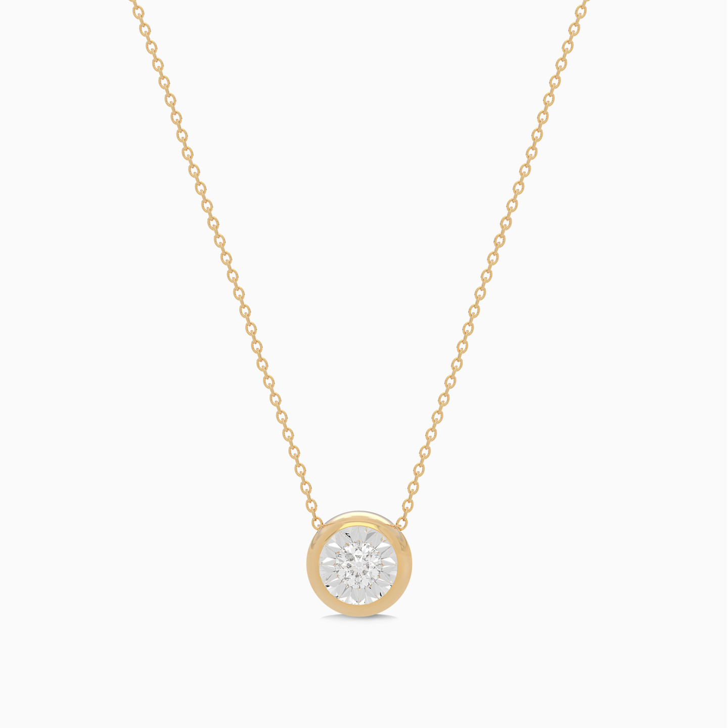 Round Diamond Necklace in 18K Gold - 2 Round Diamond Necklace in 18K Gold - 2