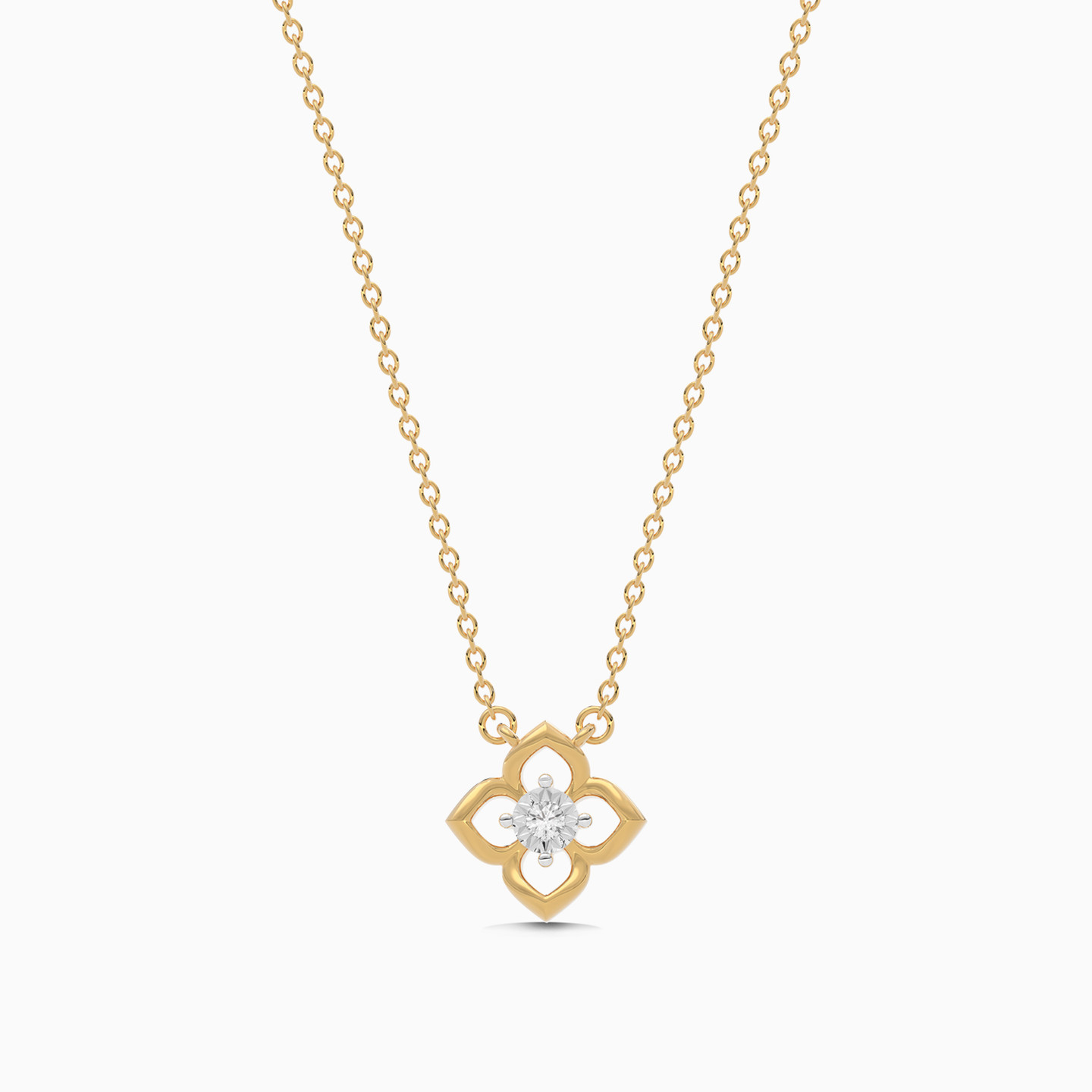 سلسلة ذهب شكل وردة عيار 18 قيراط مزينة بالألماس - 2 سلسلة ذهب شكل وردة عيار 18 قيراط مزينة بالألماس - 2