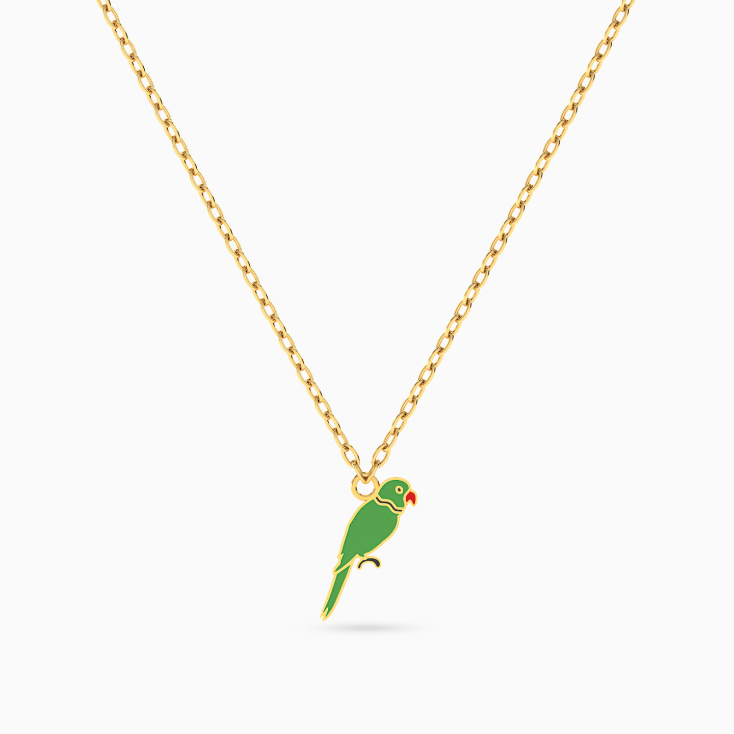 Kids Parrot Enamel Coated Necklace in 18K Gold