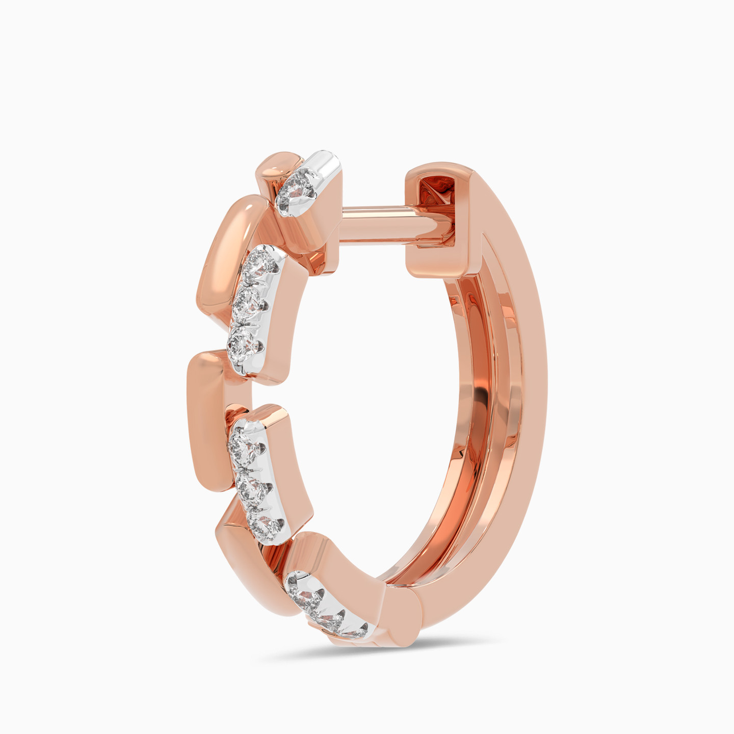 Bricks Diamond Hoop Earrings in 18K Gold - 4 Bricks Diamond Hoop Earrings in 18K Gold - 4