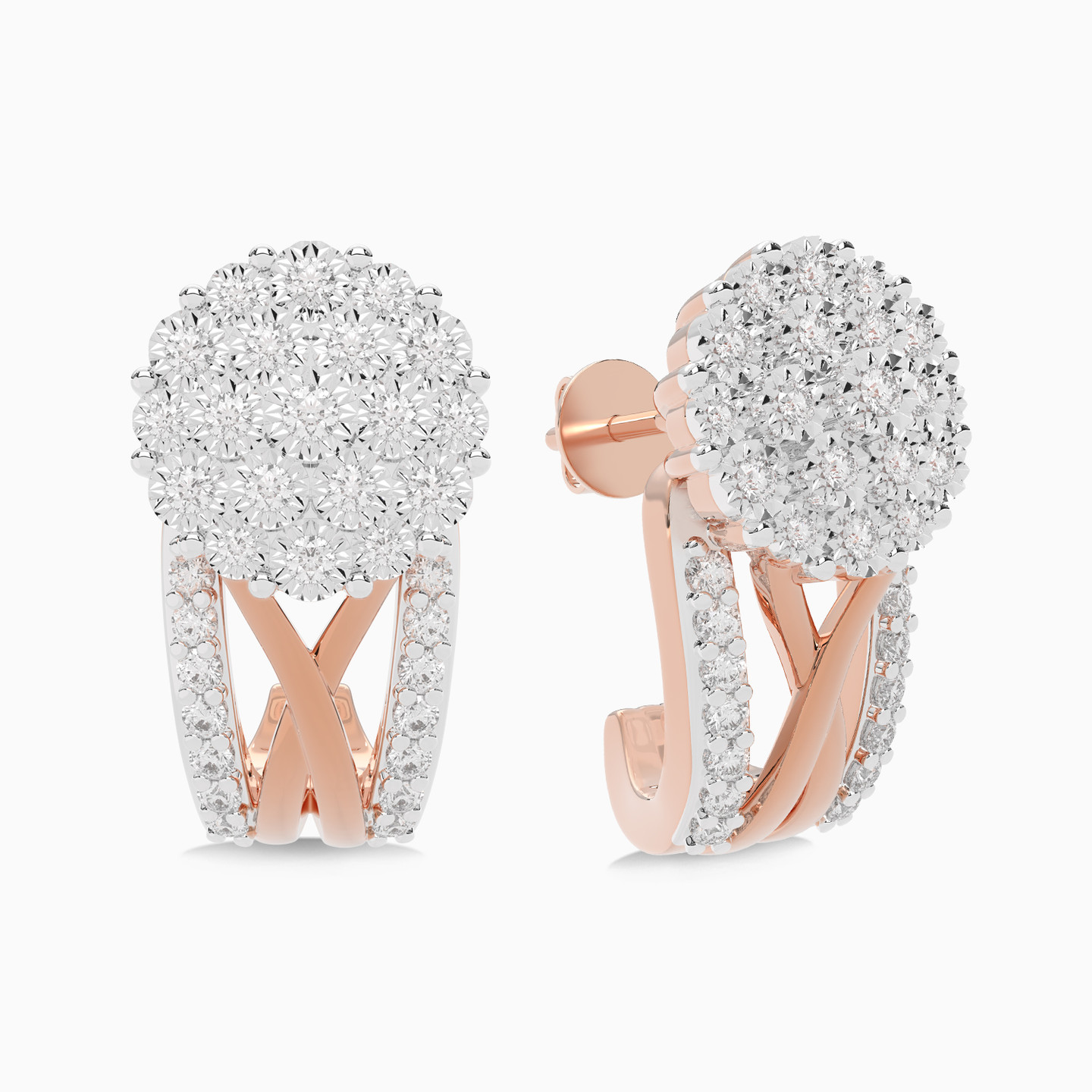 Circle Diamond Stud Earrings in 18K Gold - 7 Circle Diamond Stud Earrings in 18K Gold - 7