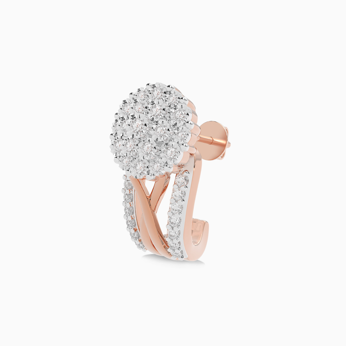 Circle Diamond Stud Earrings in 18K Gold - 8 Circle Diamond Stud Earrings in 18K Gold - 8