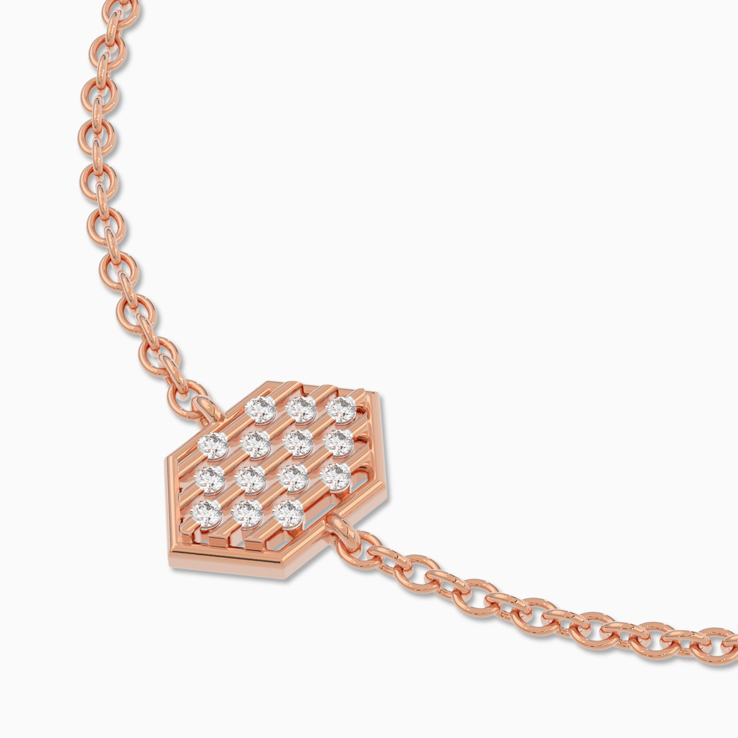 Hexagon Diamond Chain Bracelet in 18K Gold - 3 Hexagon Diamond Chain Bracelet in 18K Gold - 3