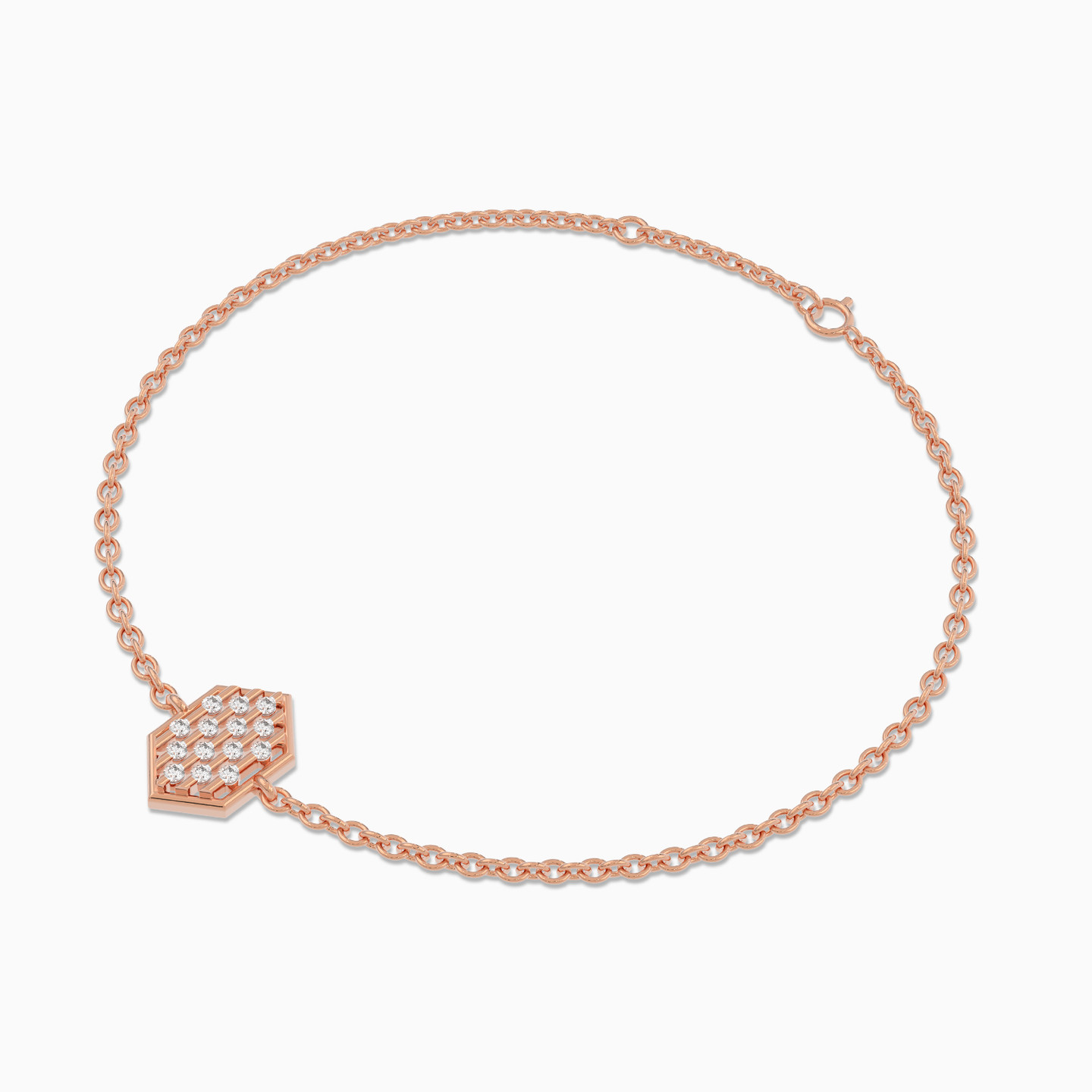 Hexagon Diamond Chain Bracelet in 18K Gold - 2 Hexagon Diamond Chain Bracelet in 18K Gold - 2