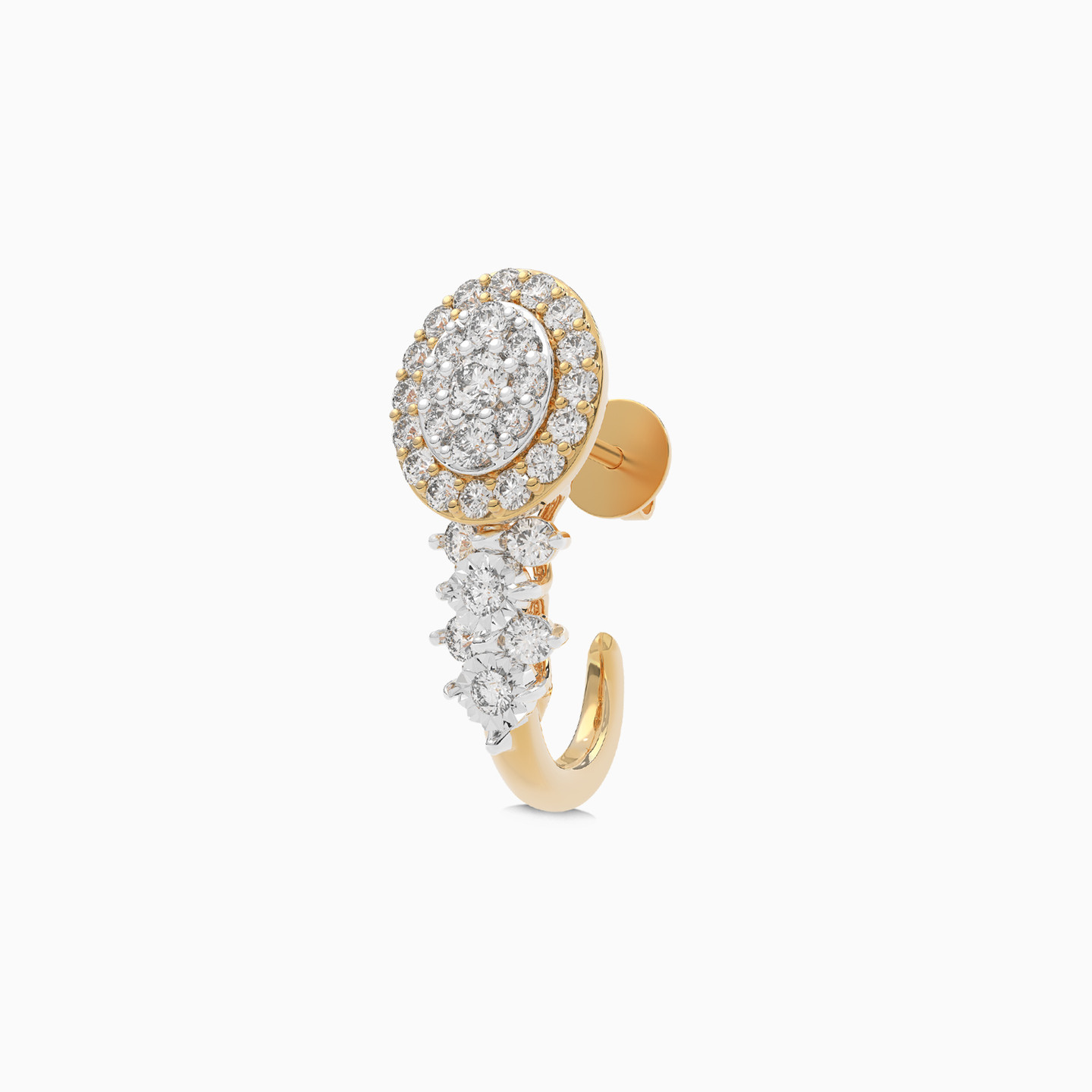 Circle Diamond Stud Earrings in 18K Gold - 3 Circle Diamond Stud Earrings in 18K Gold - 3
