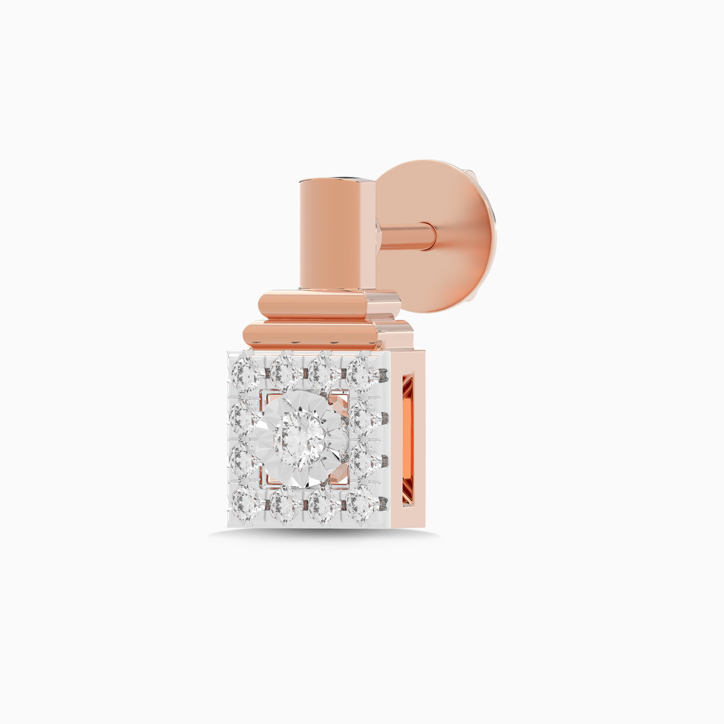 Square Diamond Stud Earrings in 18K Gold - 7