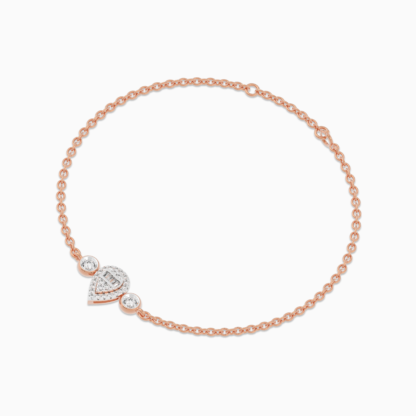 Pear Diamond Chain Bracelet in 18K Gold - 7 Pear Diamond Chain Bracelet in 18K Gold - 7