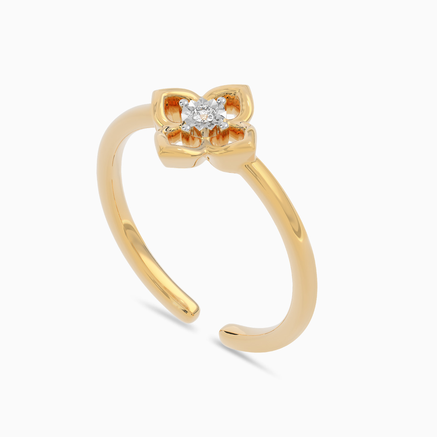 خاتم ذهب شكل وردة عيار 18 قيراط مزين بالألماس - 3 خاتم ذهب شكل وردة عيار 18 قيراط مزين بالألماس - 3