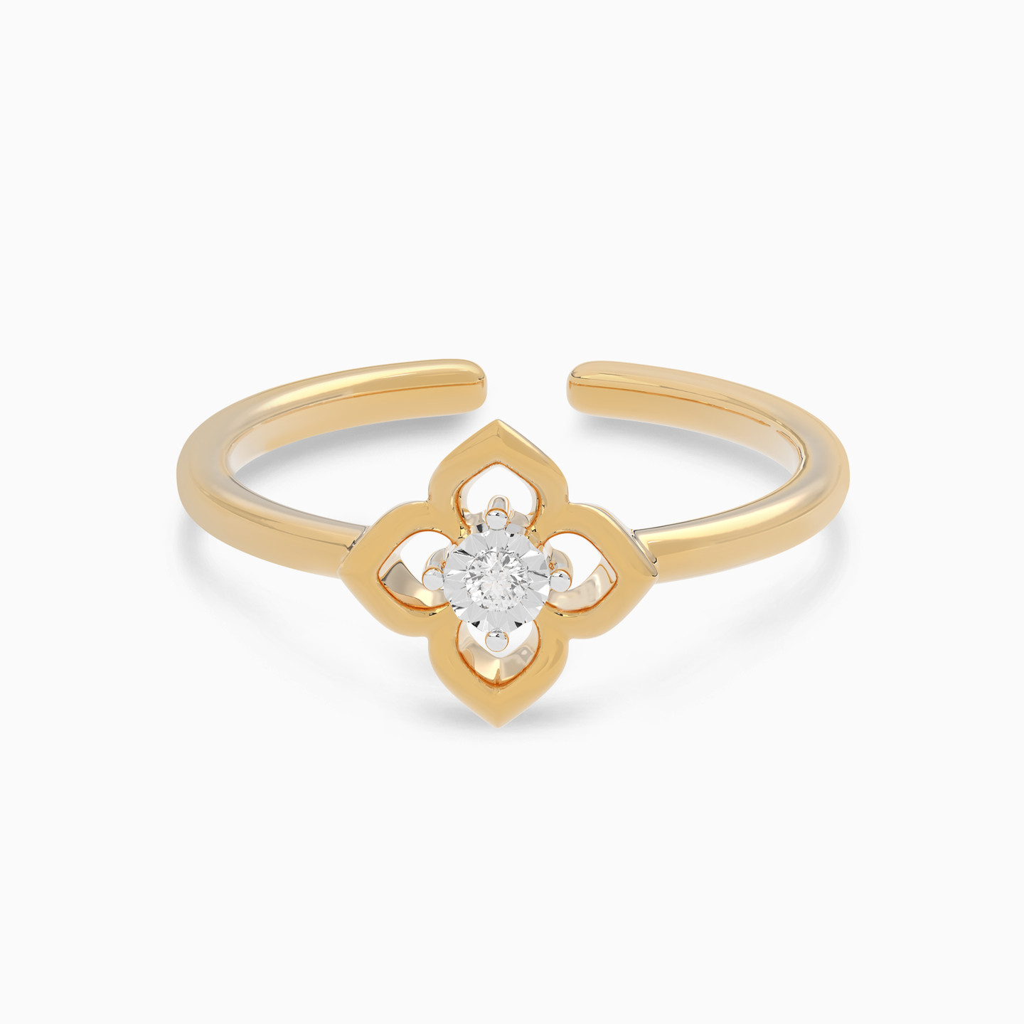 خاتم ذهب شكل وردة عيار 18 قيراط مزين بالألماس - 6 خاتم ذهب شكل وردة عيار 18 قيراط مزين بالألماس - 6