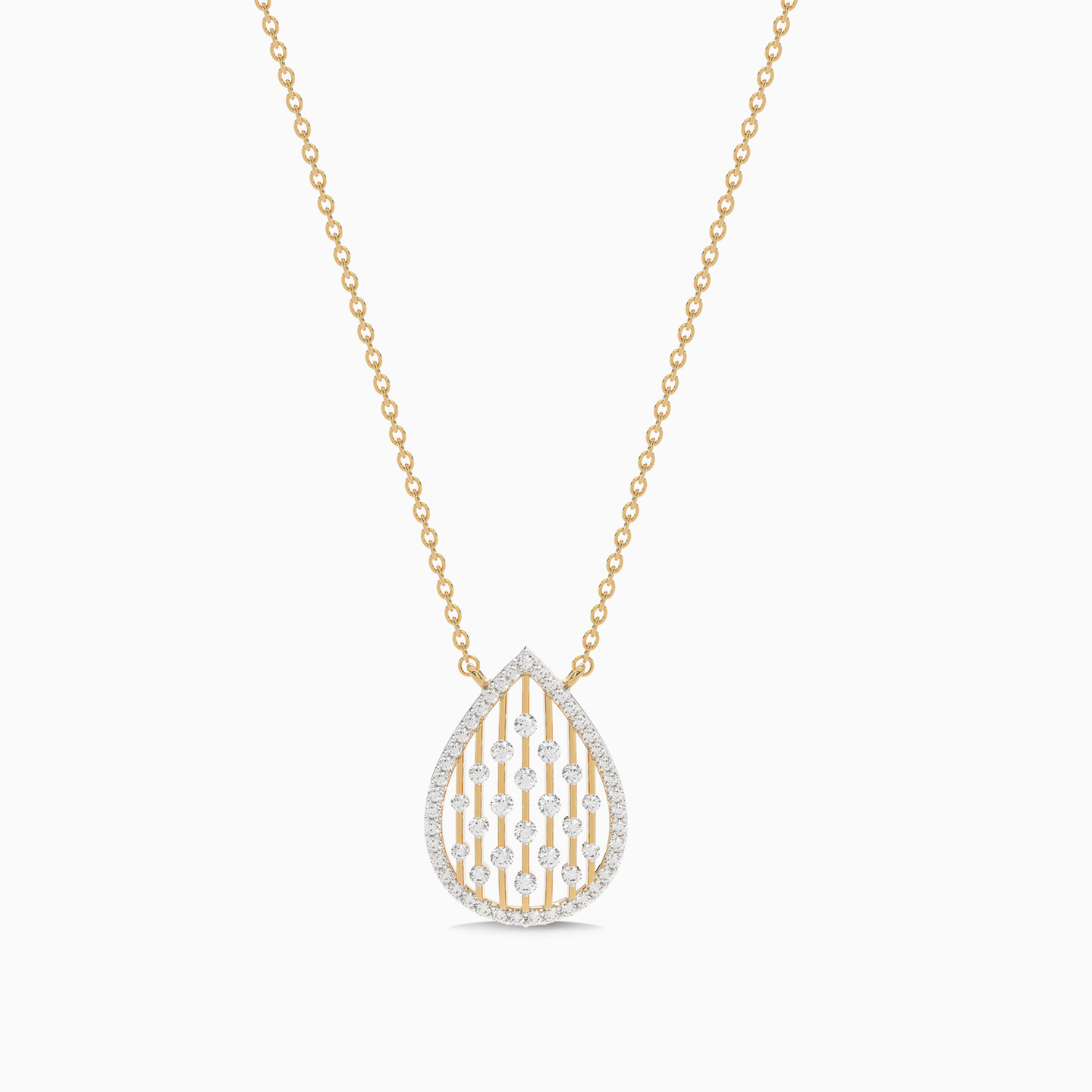 Pear Diamond Necklace in 18K Gold - 2 Pear Diamond Necklace in 18K Gold - 2