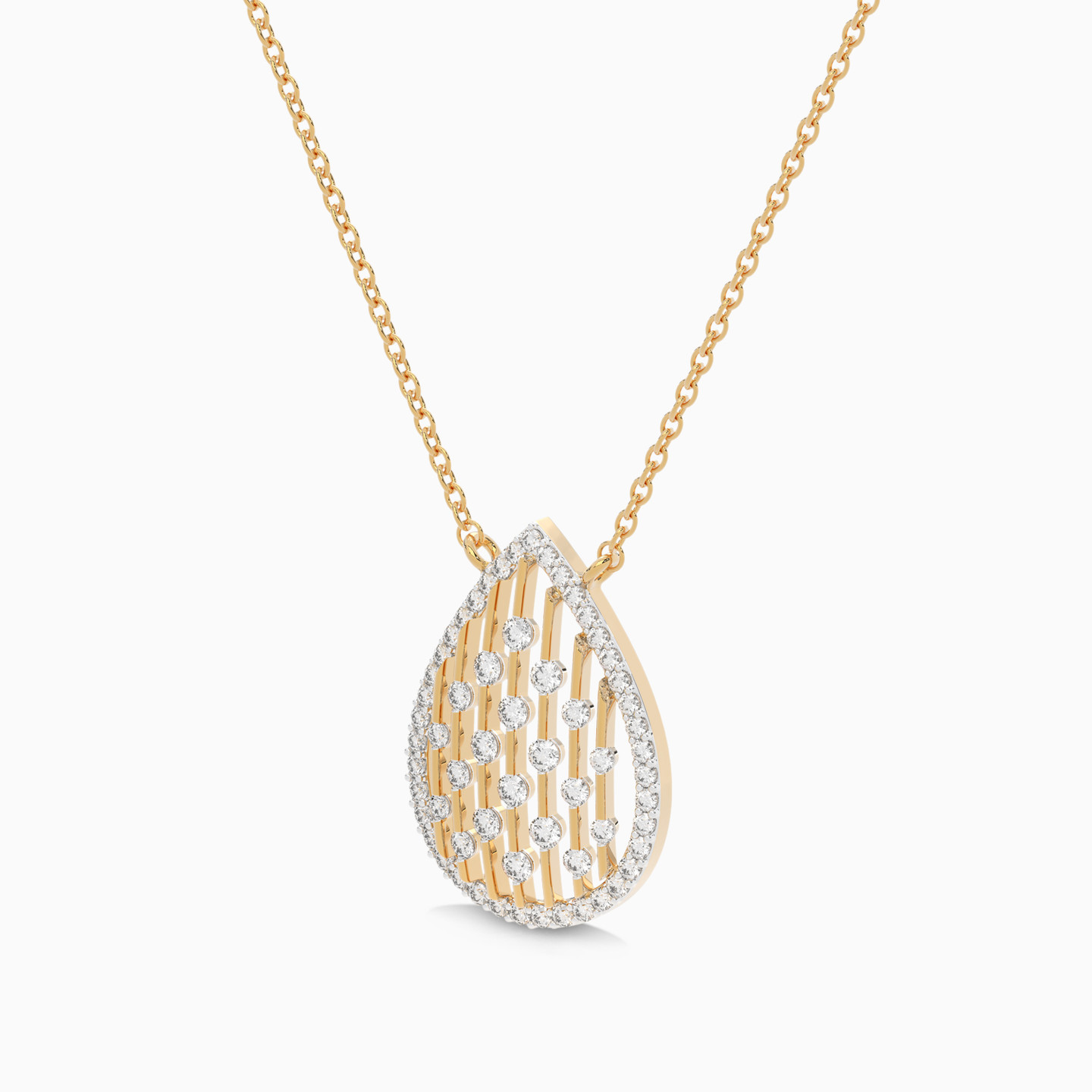 Pear Diamond Necklace in 18K Gold - 3 Pear Diamond Necklace in 18K Gold - 3