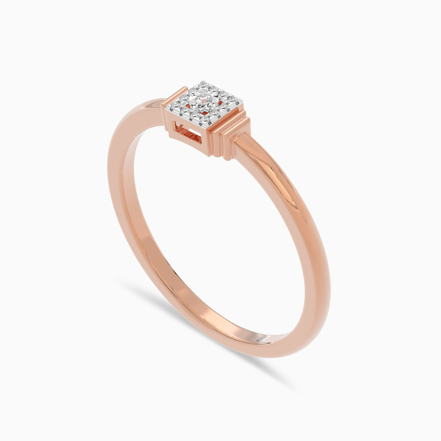 Square Diamond Ring in 18K Gold - 6