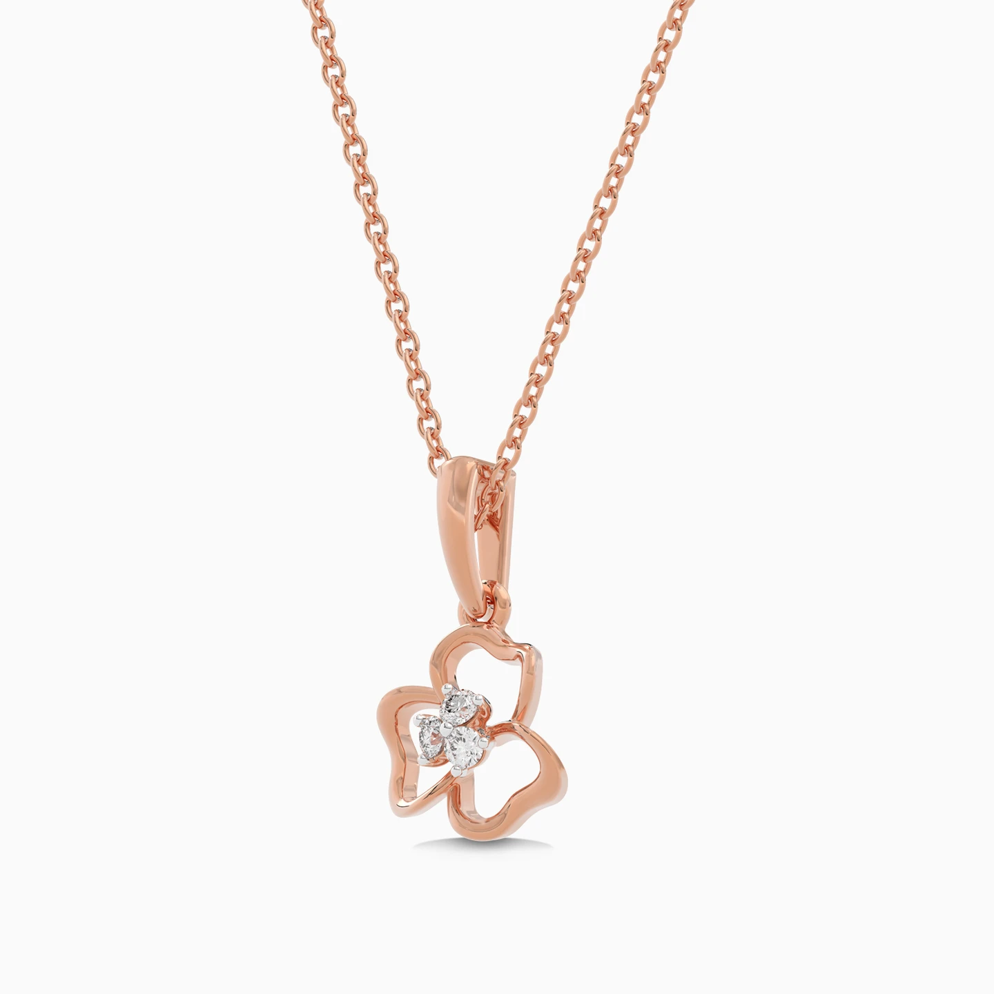 Flower Diamond Necklace in 18K Gold - 3 Flower Diamond Necklace in 18K Gold - 3
