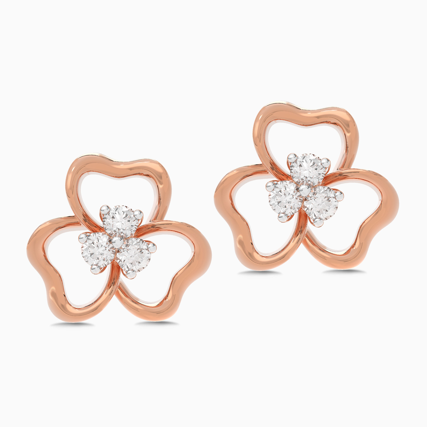 Flower Diamond Stud Earrings in 18K Gold - 6 Flower Diamond Stud Earrings in 18K Gold - 6