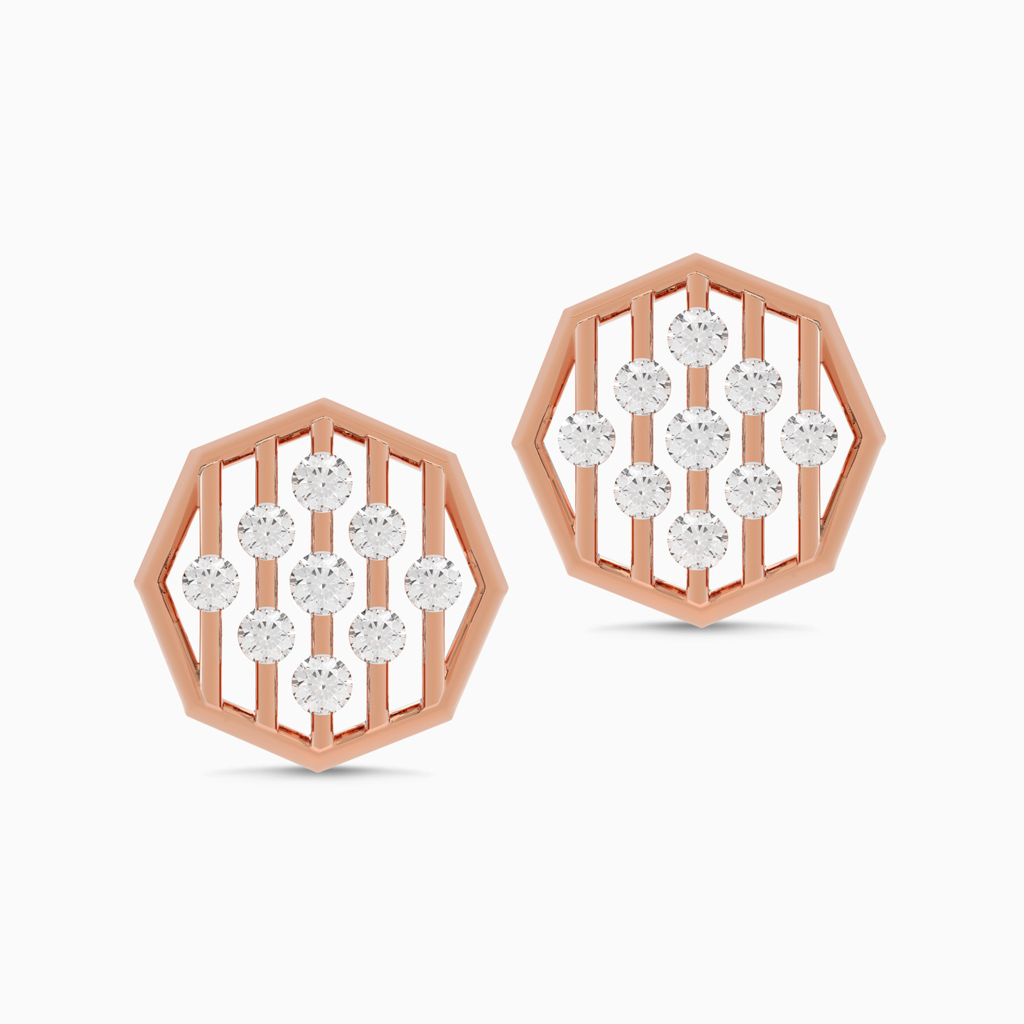 أقراط ذهب شكل ثماني عيار 18 قيراط مزينة بالألماس - 5 أقراط ذهب شكل ثماني عيار 18 قيراط مزينة بالألماس - 5