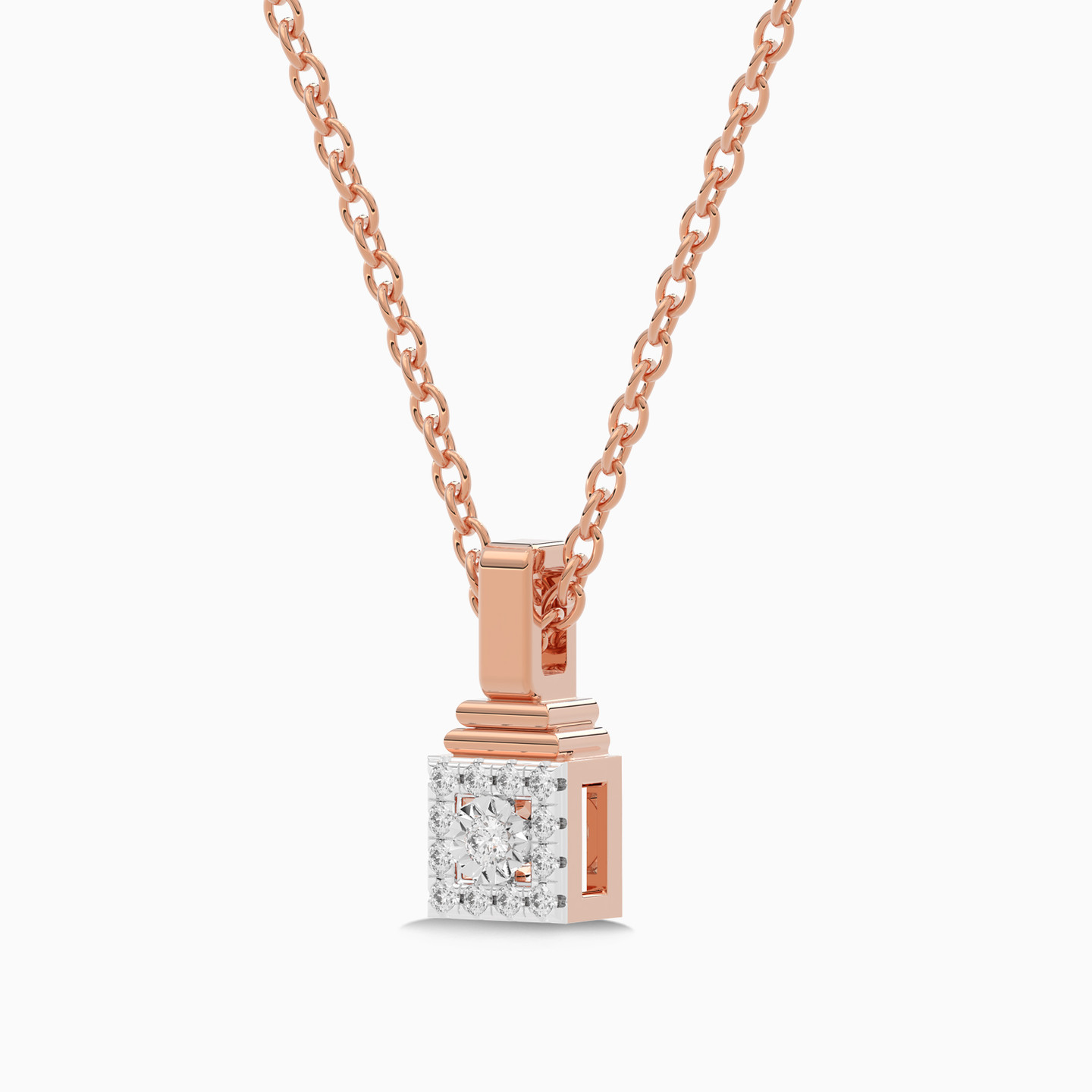 Square Diamond Necklace in 18K Gold - 3