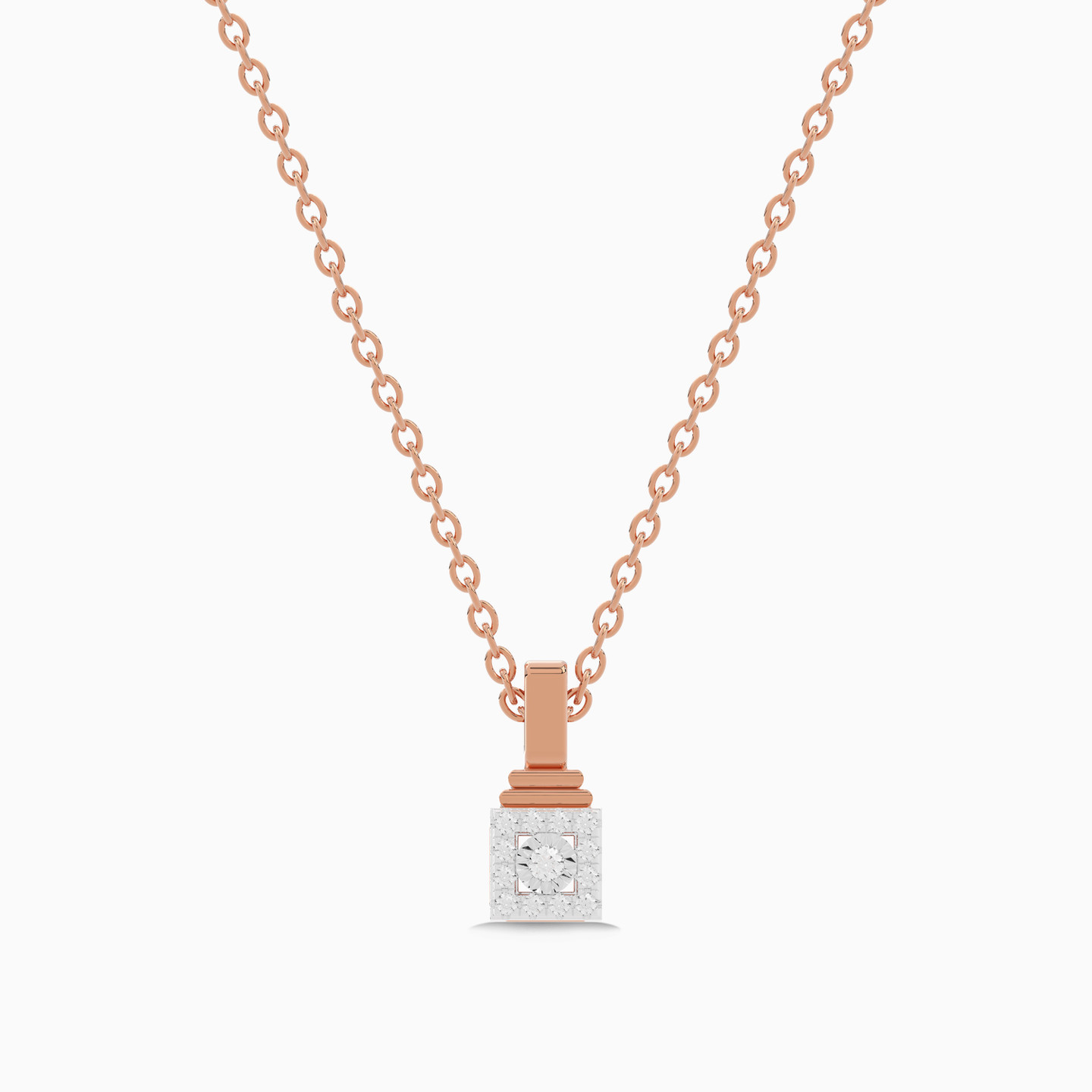 Square Diamond Necklace in 18K Gold - 2