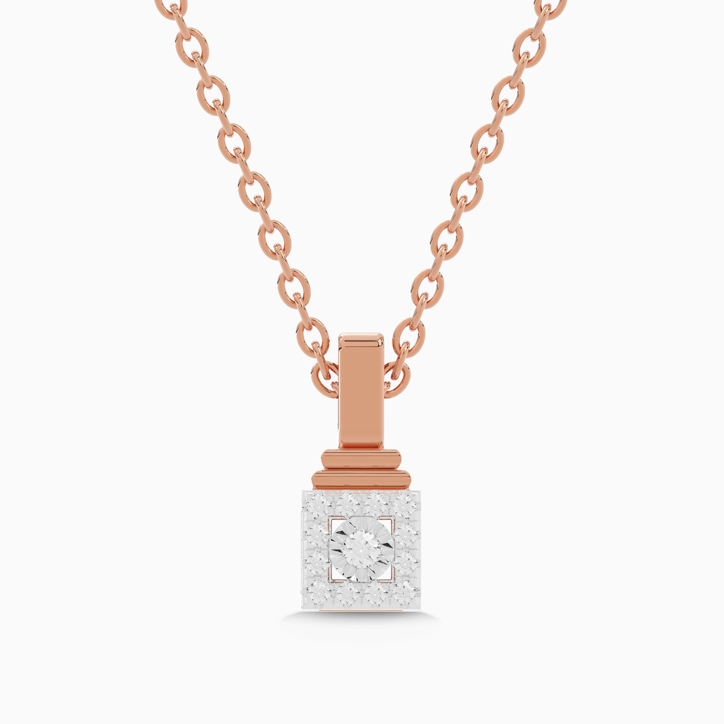 Square Diamond Necklace in 18K Gold