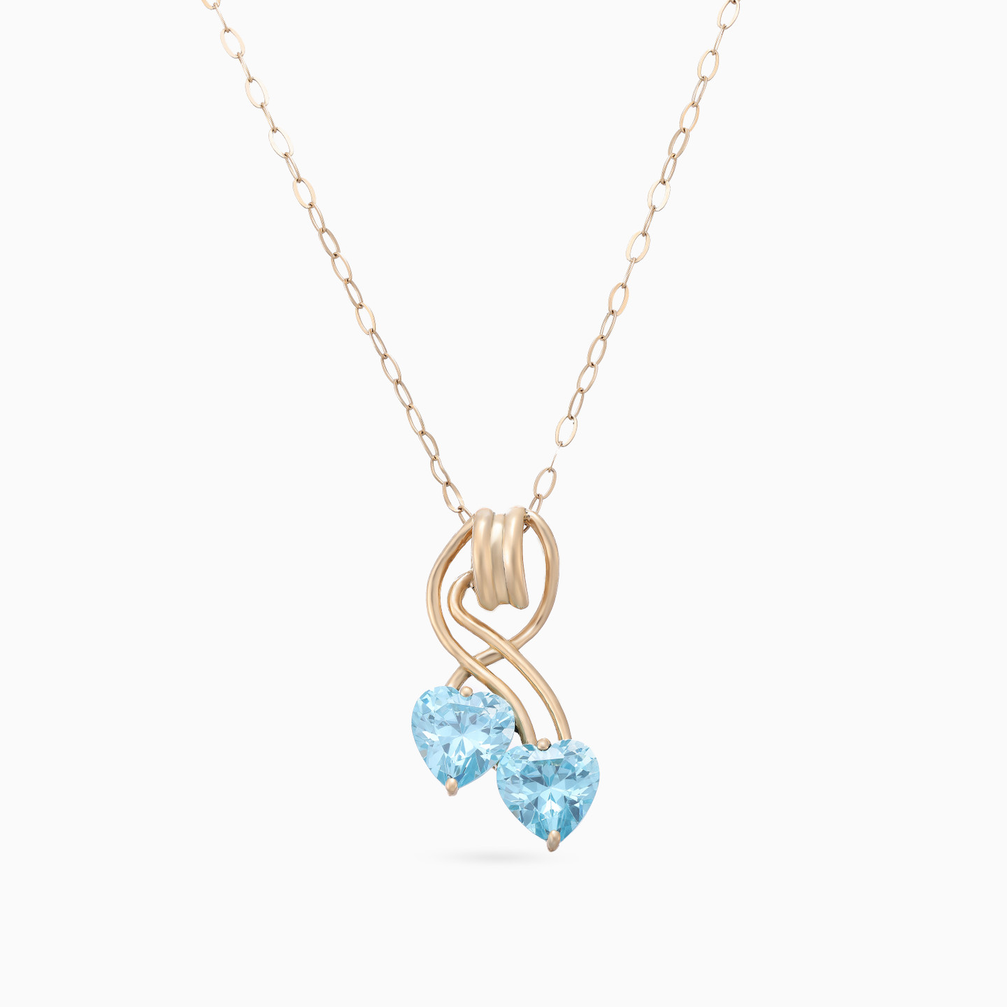 Heart Aqua Blue Stones Necklace in 18K Gold Heart Aqua Blue Stones Necklace in 18K Gold