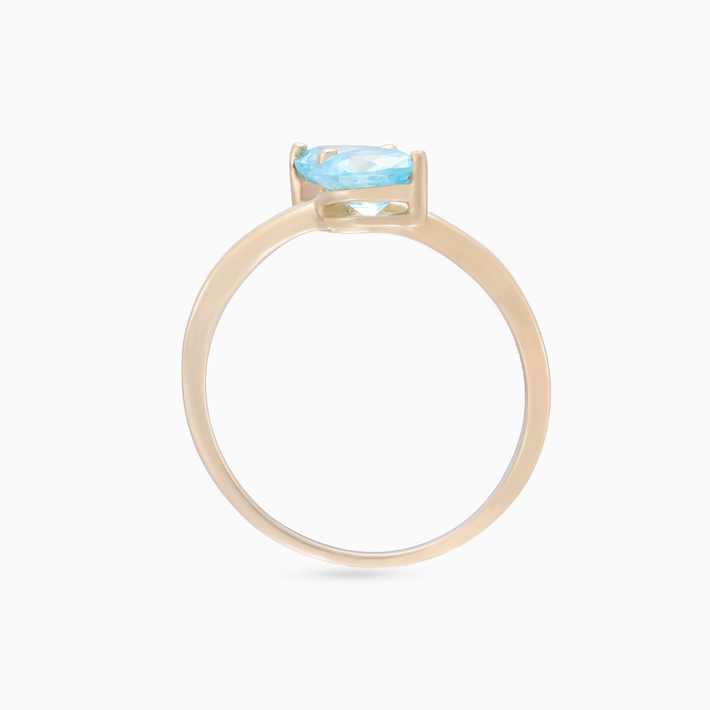 Heart Aqua Blue Stones Two Headed Ring in 18K Gold - 4 Heart Aqua Blue Stones Two Headed Ring in 18K Gold - 4
