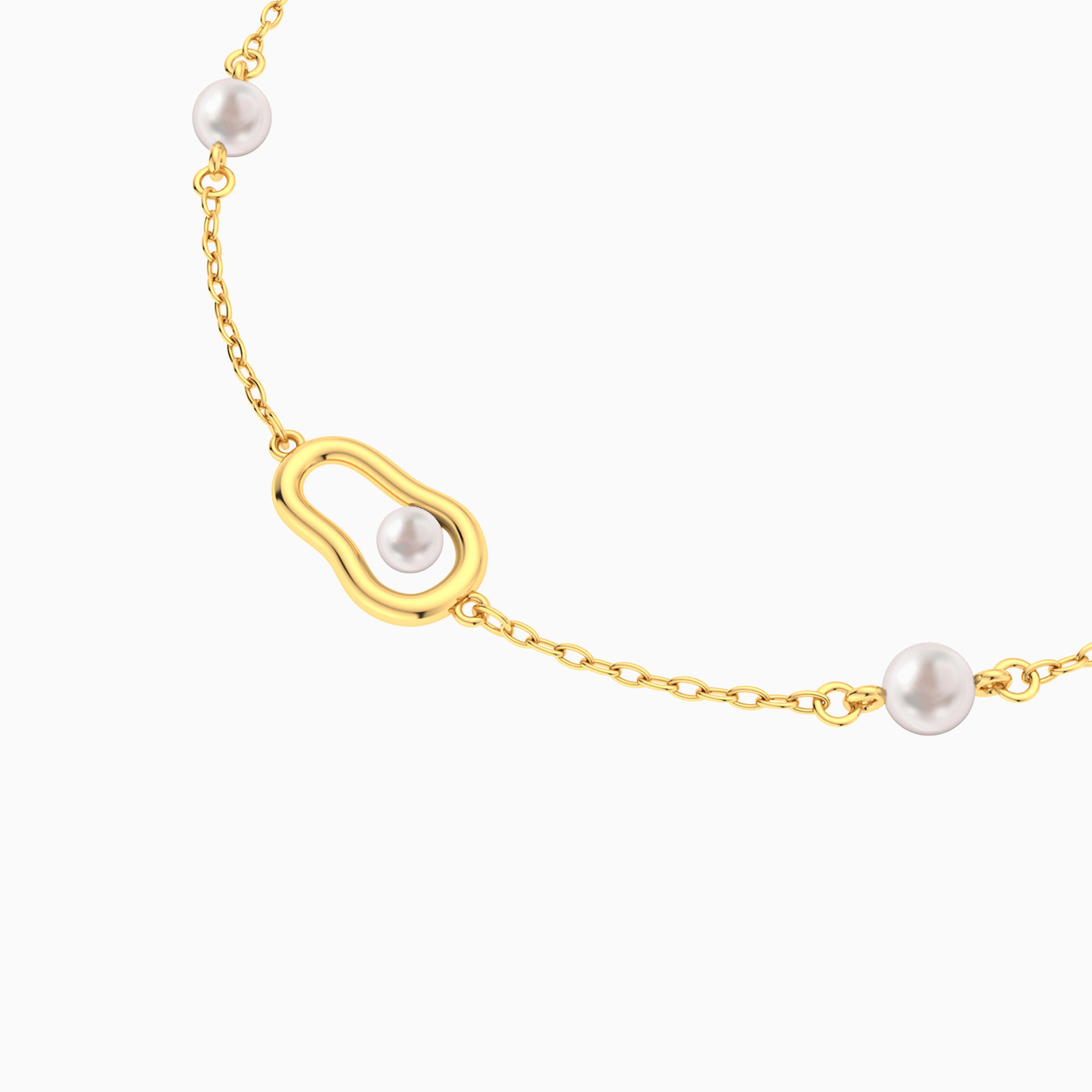 أسورة بسلسلة ذهب عيار 18 قيراط مزينة بالؤلؤ - 4 أسورة بسلسلة ذهب عيار 18 قيراط مزينة بالؤلؤ - 4