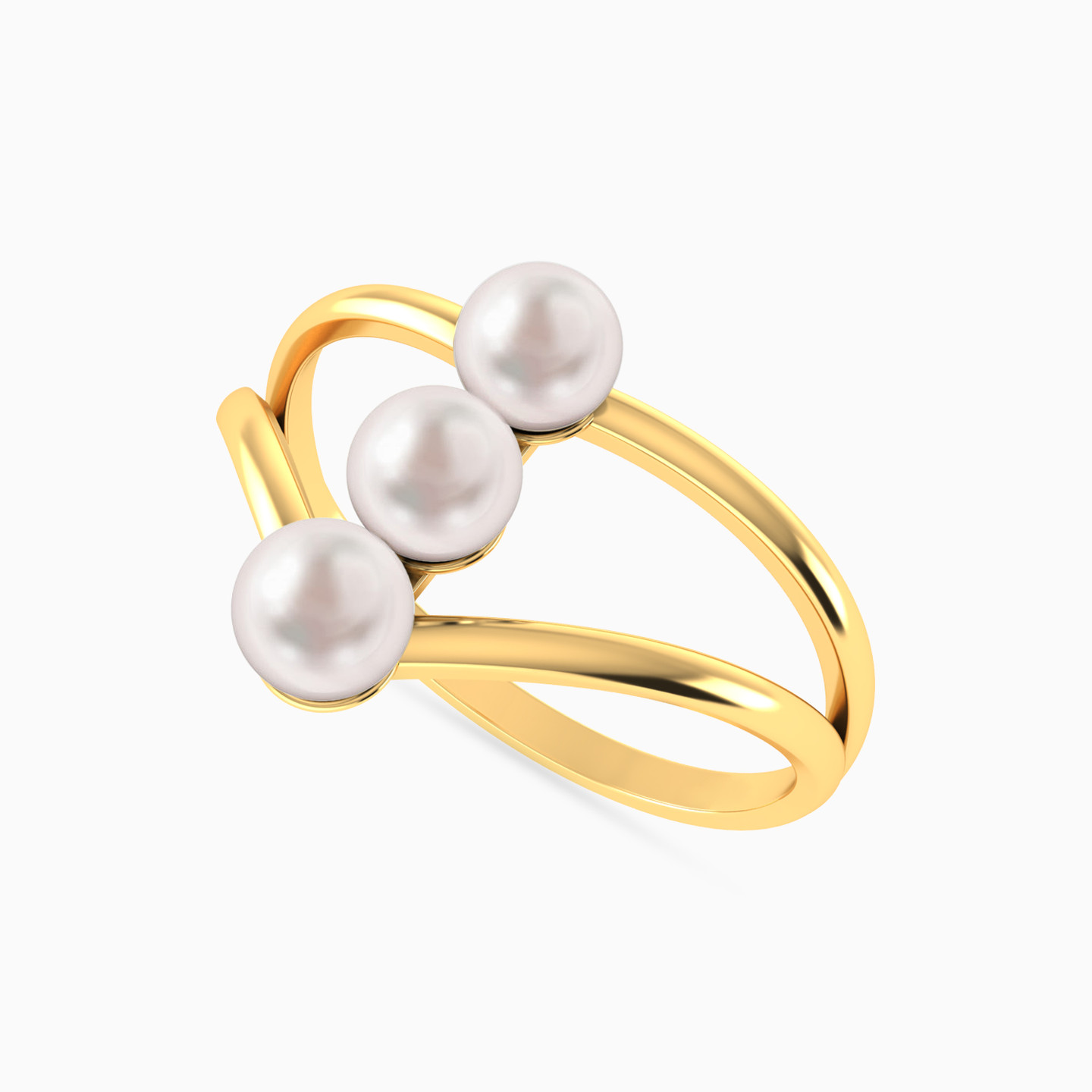 خاتم ذهب ثلاثي عيار 18 قيراط مزين باللؤلؤ - 3 خاتم ذهب ثلاثي عيار 18 قيراط مزين باللؤلؤ - 3