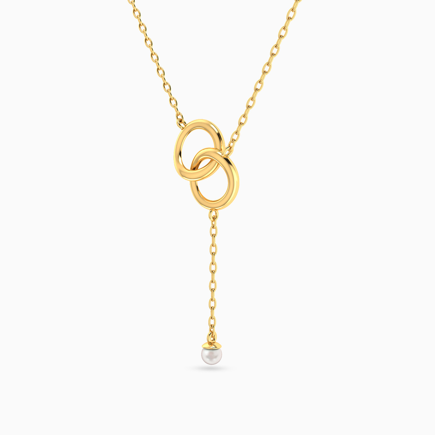 Double Ring Pearl Necklace in 18K Gold - 2 Double Ring Pearl Necklace in 18K Gold - 2