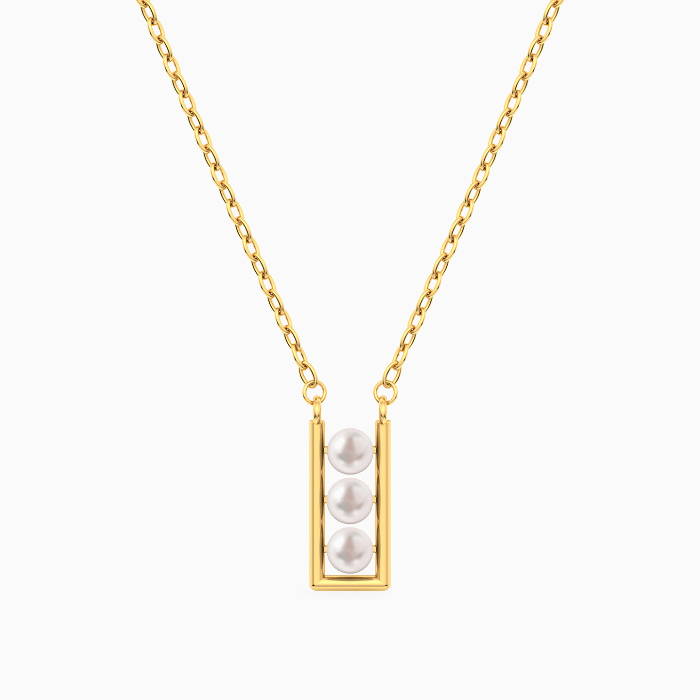 Vertical Rectangle Pearl Necklace in 18K Gold Vertical Rectangle Pearl Necklace in 18K Gold