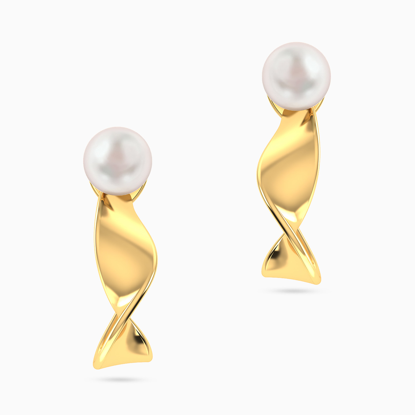 Swirl Pearl Stud Earrings In 18K Gold - 3 Swirl Pearl Stud Earrings In 18K Gold - 3
