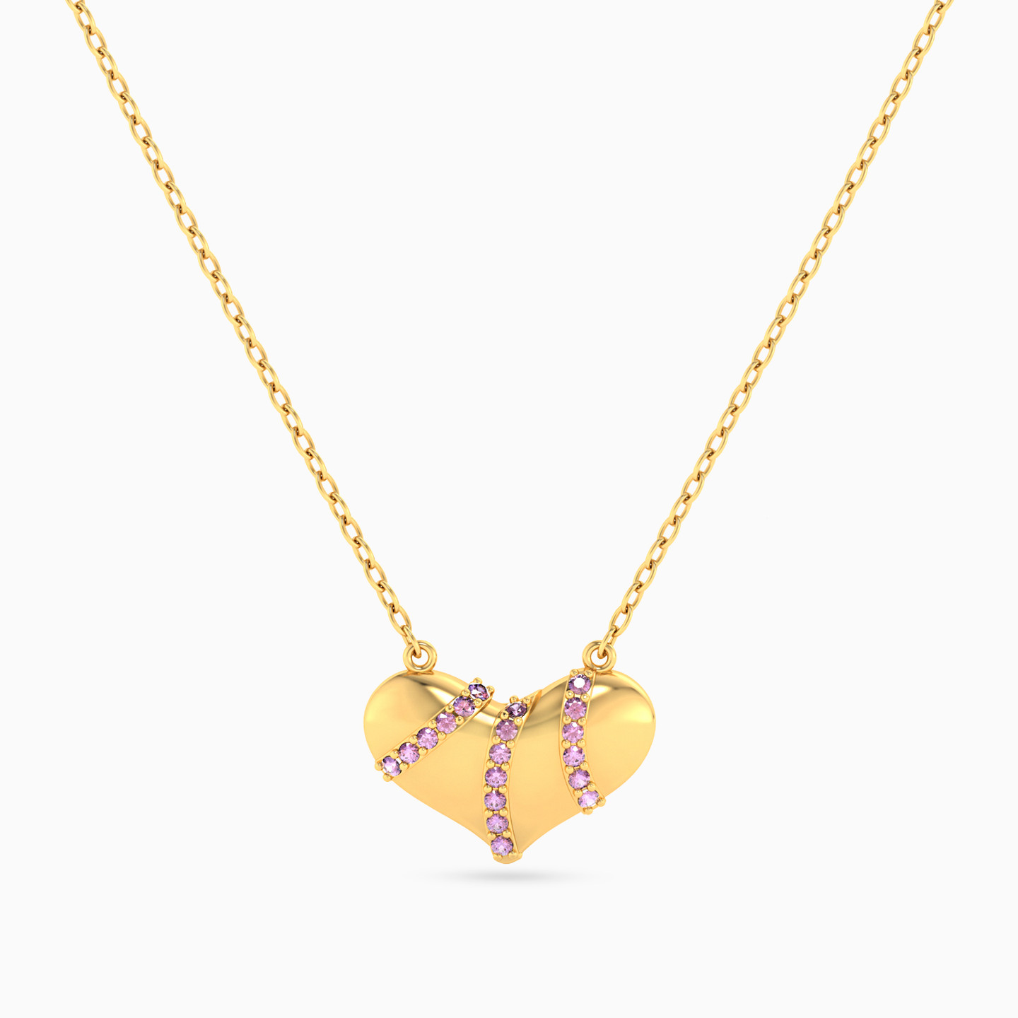 سلسة ذهب قلب عيار 18 قيراط مزينة بأحجار بنفسجية سلسة ذهب قلب عيار 18 قيراط مزينة بأحجار بنفسجية