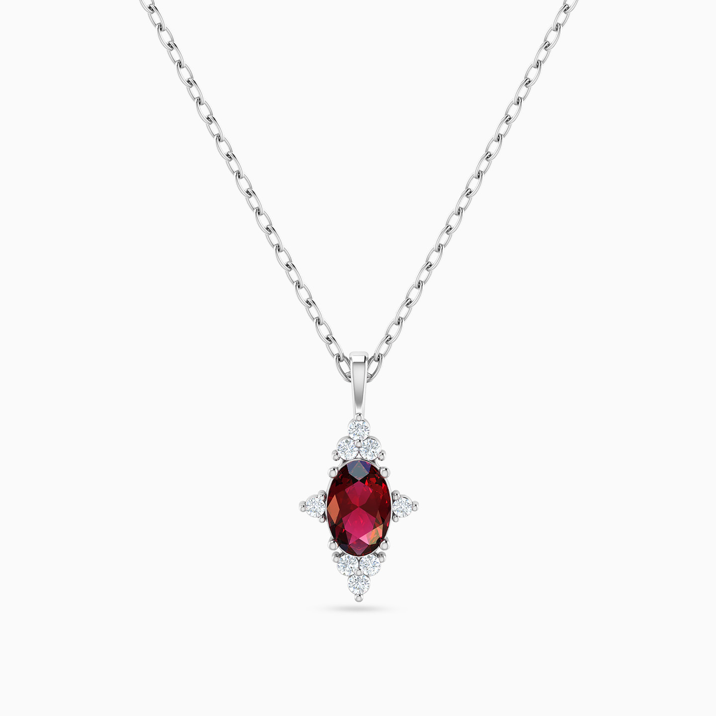 Diamonds & Red Stone Necklace in 18k Gold Diamonds & Red Stone Necklace in 18k Gold