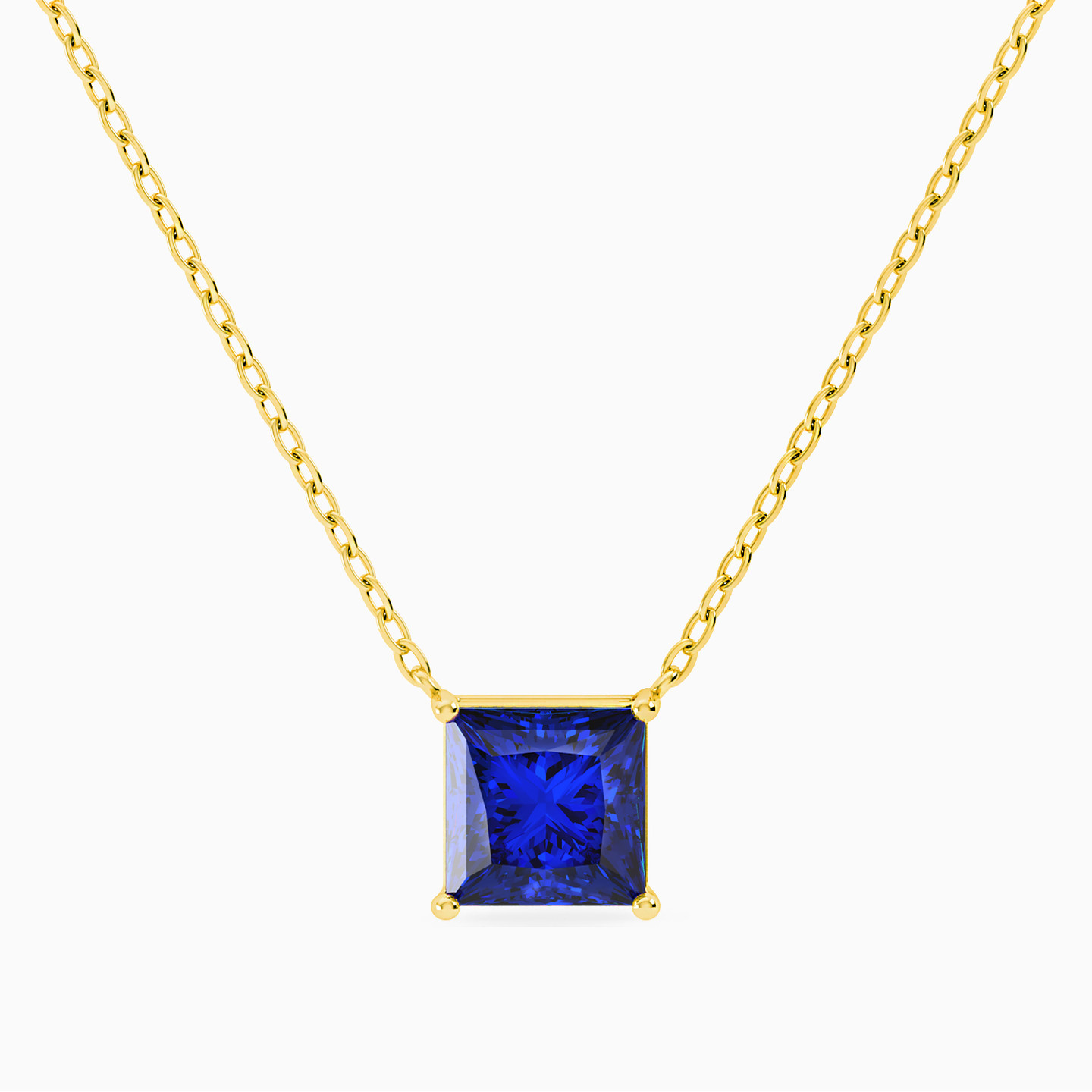 Square Blue Stone Necklace in 18K Gold Square Blue Stone Necklace in 18K Gold