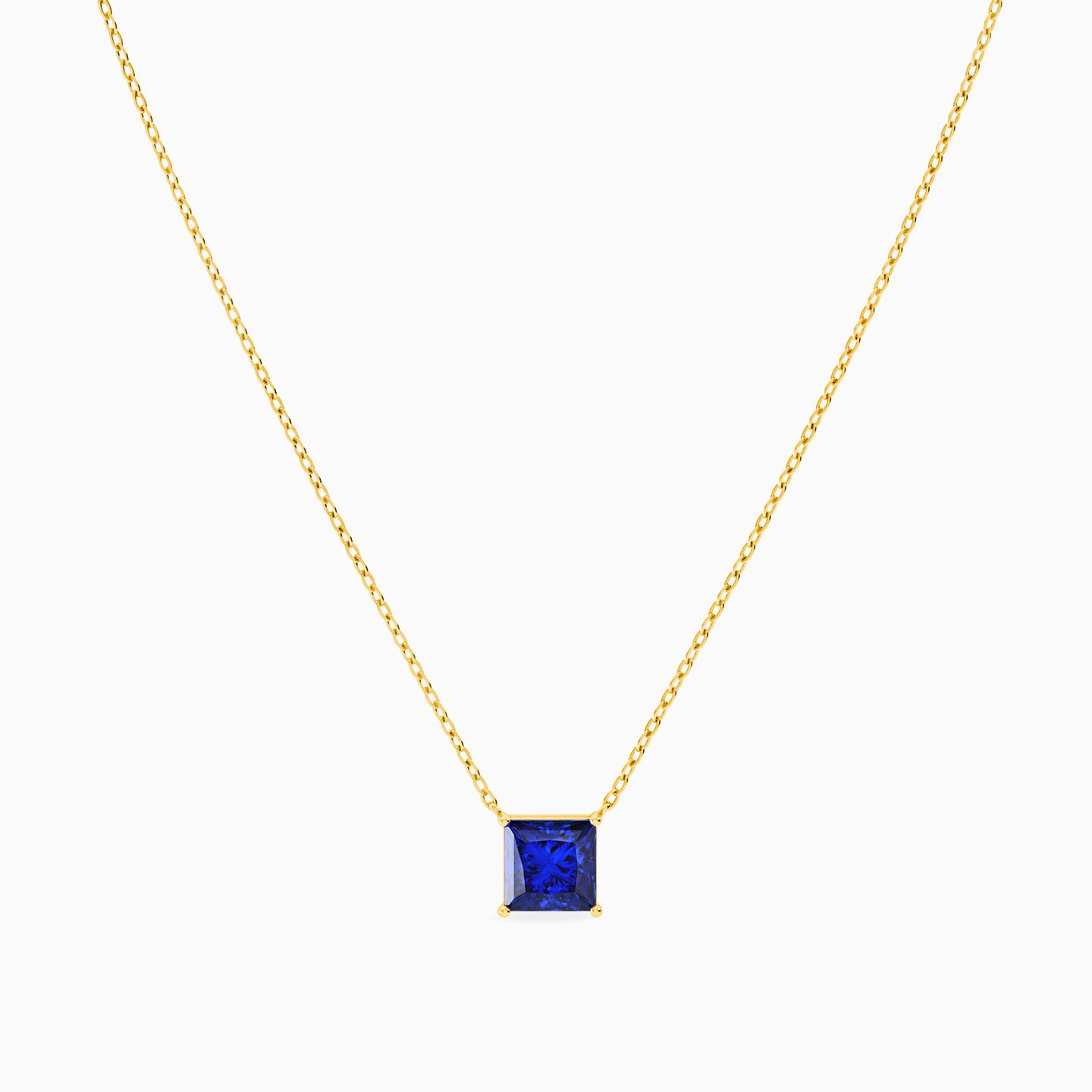 Square Blue Stone Necklace in 18K Gold - 3 Square Blue Stone Necklace in 18K Gold - 3