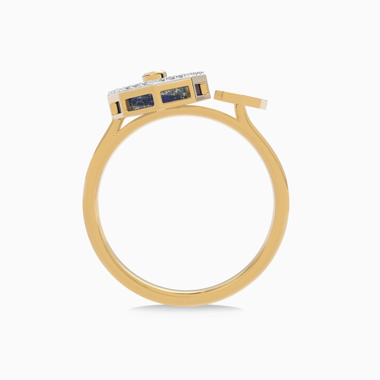 Star Blue Stone & Diamond Ring In 18K Gold - 4 Star Blue Stone & Diamond Ring In 18K Gold - 4