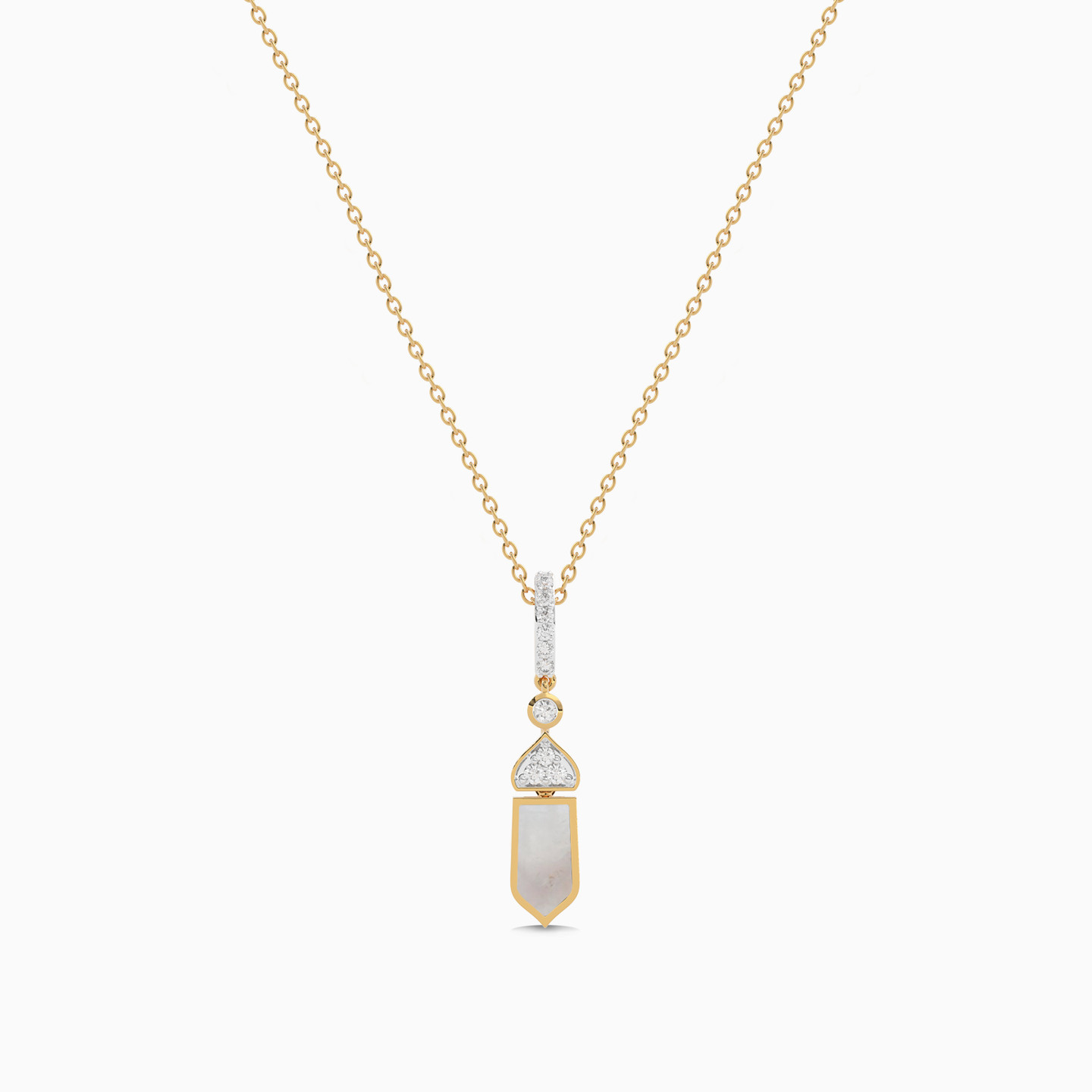 White Stone & Diamond Necklace In 18K Gold - 2 White Stone & Diamond Necklace In 18K Gold - 2