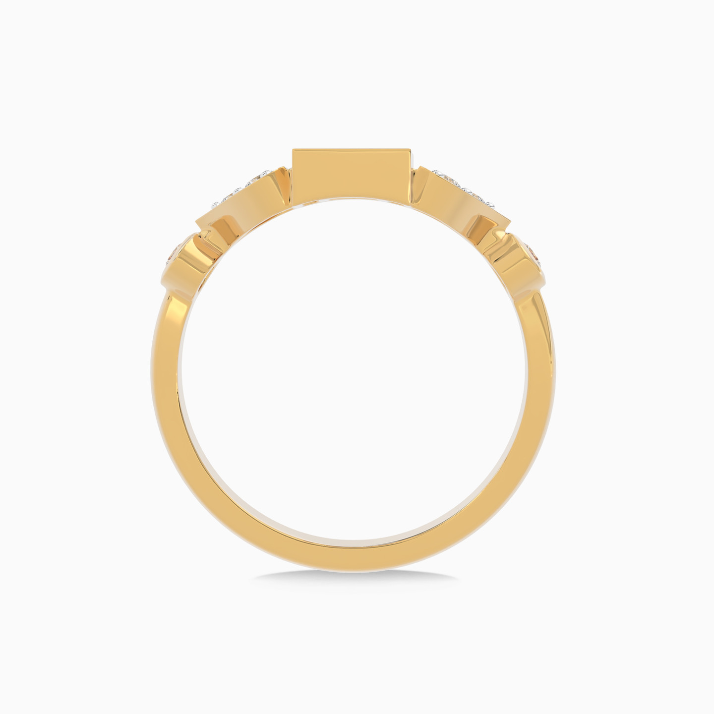 White Stone & Diamond Ring In 18K Gold - 4 White Stone & Diamond Ring In 18K Gold - 4