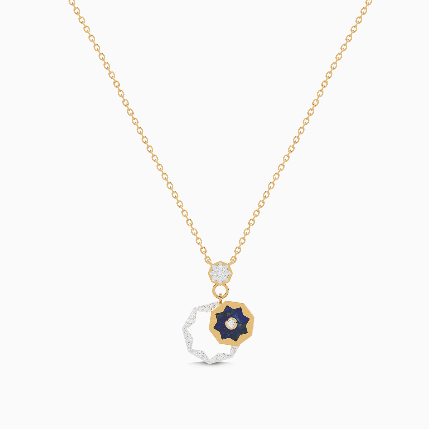 Star Blue Stone & Diamond Necklace In 18K Gold - 2 Star Blue Stone & Diamond Necklace In 18K Gold - 2