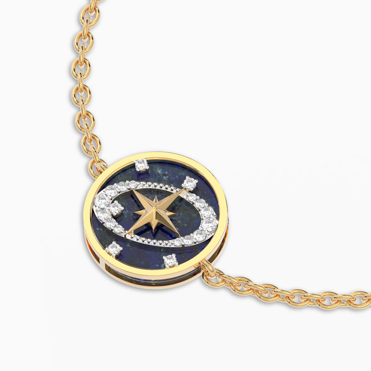 أسورة بسلسلة ذهب شكل نجمة عيار 18 قيراط مزينة بالألماس وحجر أزرق - 4 أسورة بسلسلة ذهب شكل نجمة عيار 18 قيراط مزينة بالألماس وحجر أزرق - 4