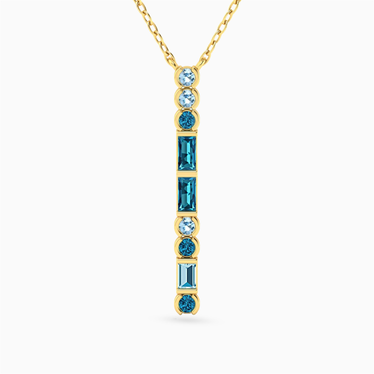 18K Gold Colored Stones Pendant Necklace